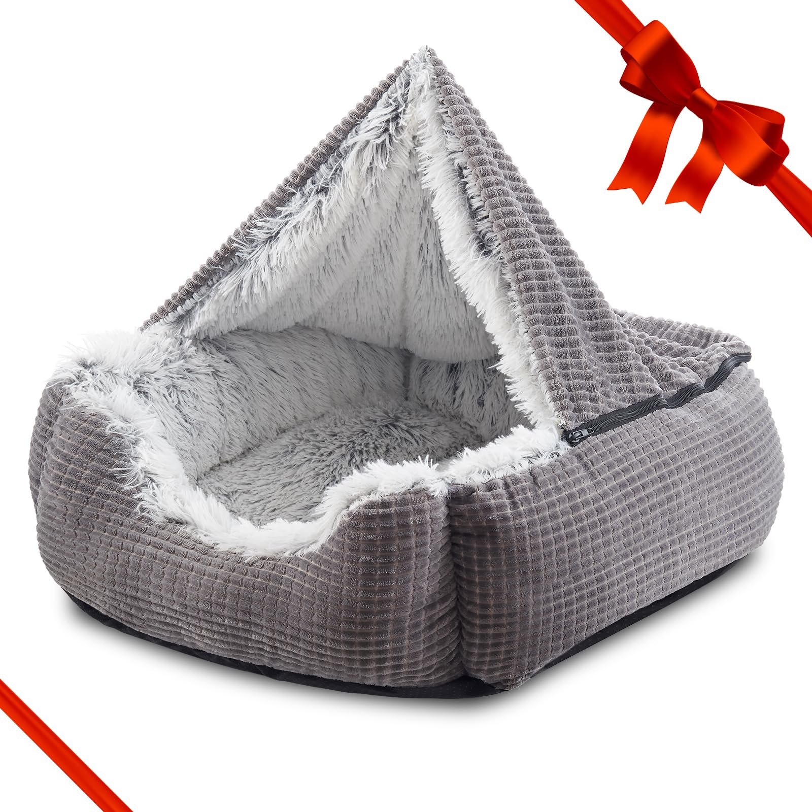Mixjoy Dog Beds For Medium Large Small Dogs, Rectangle Cave Hooded Blanket Puppy Bed, Luxury Orthopedic Cat Beds For Indoor Cats