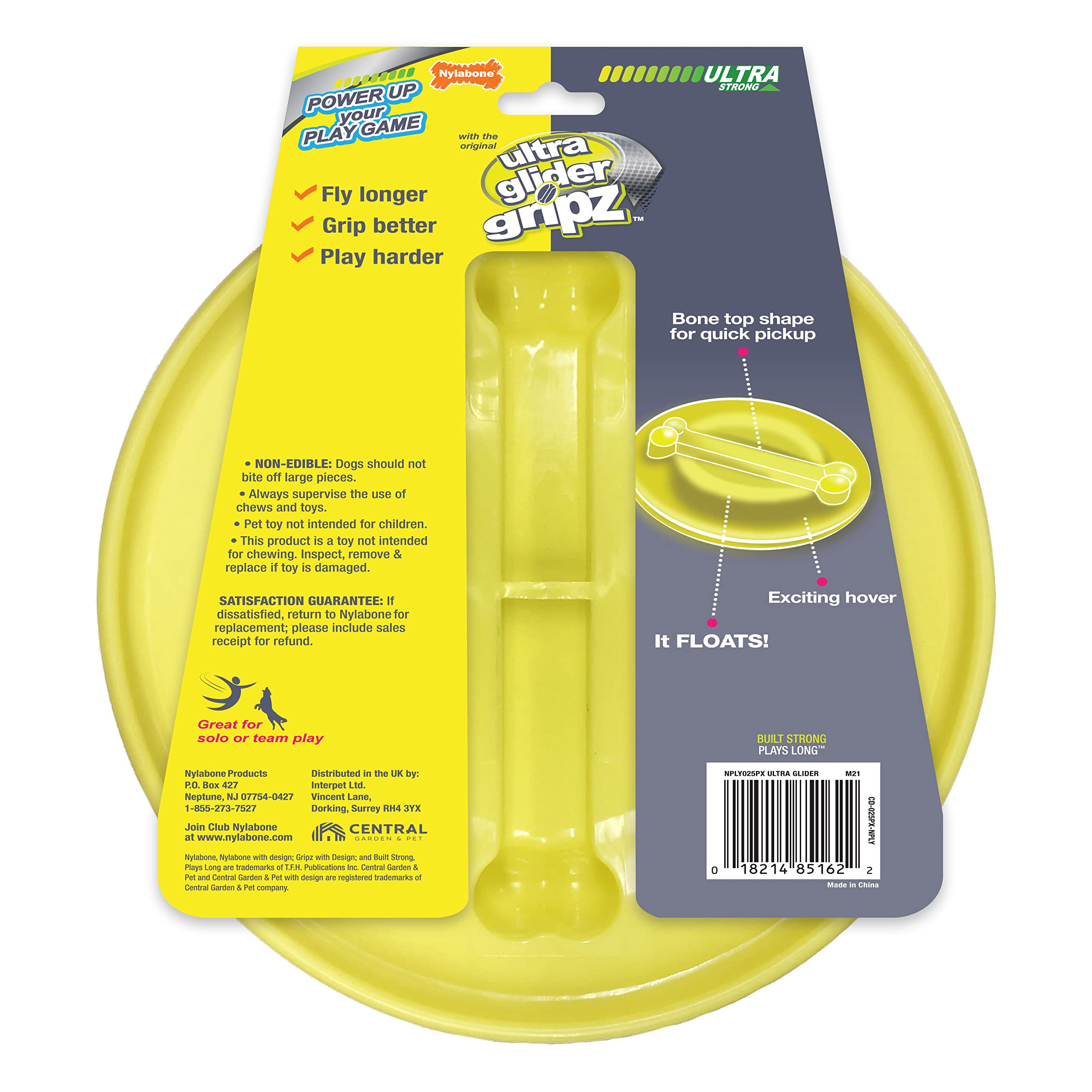 Nylabone Power Play Ultra Glider Gripz Dog Flying Disc Large (1 Count)