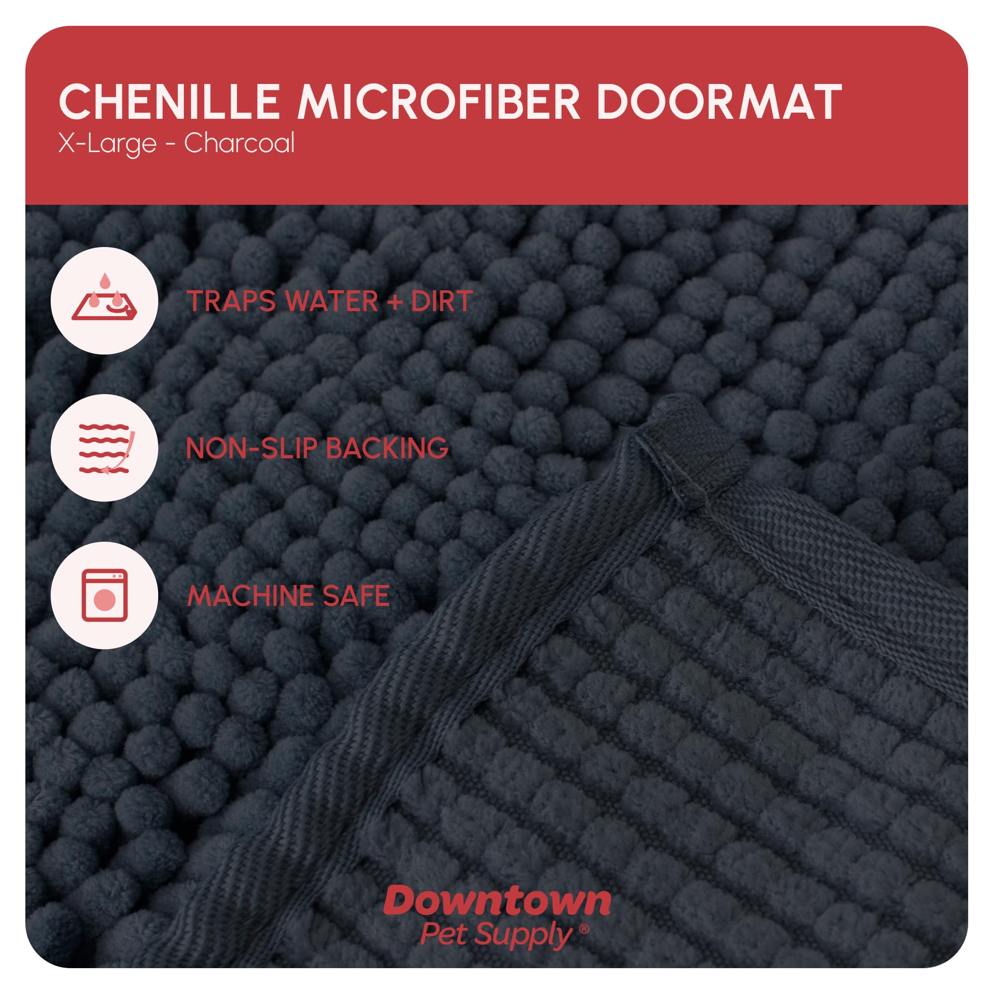 My Doggy Place Microfiber Dog Mat for Muddy Paws, 60 x 36 Charcoal - Non-Slip, Absorbent and Quick-Drying Dog Paw Cleaning Mat,