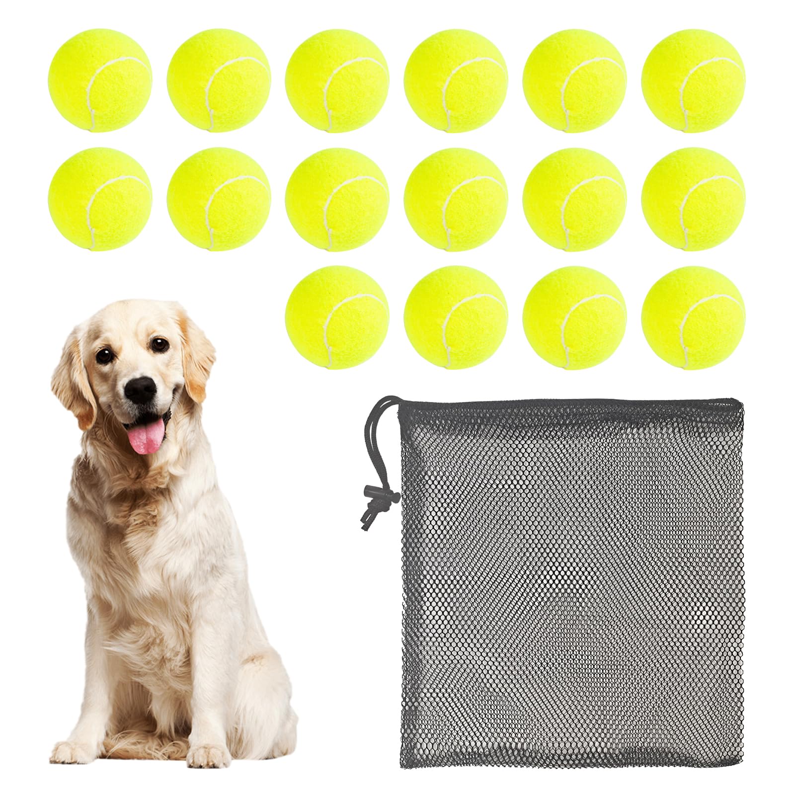 Besthls Dog Ball 2.5 Inch Tennis Dog Treat Ball For Small Medium Pet Peppy Playing Fetching Chewing Exercise & Training Indoor Outdoor (16 Pack)