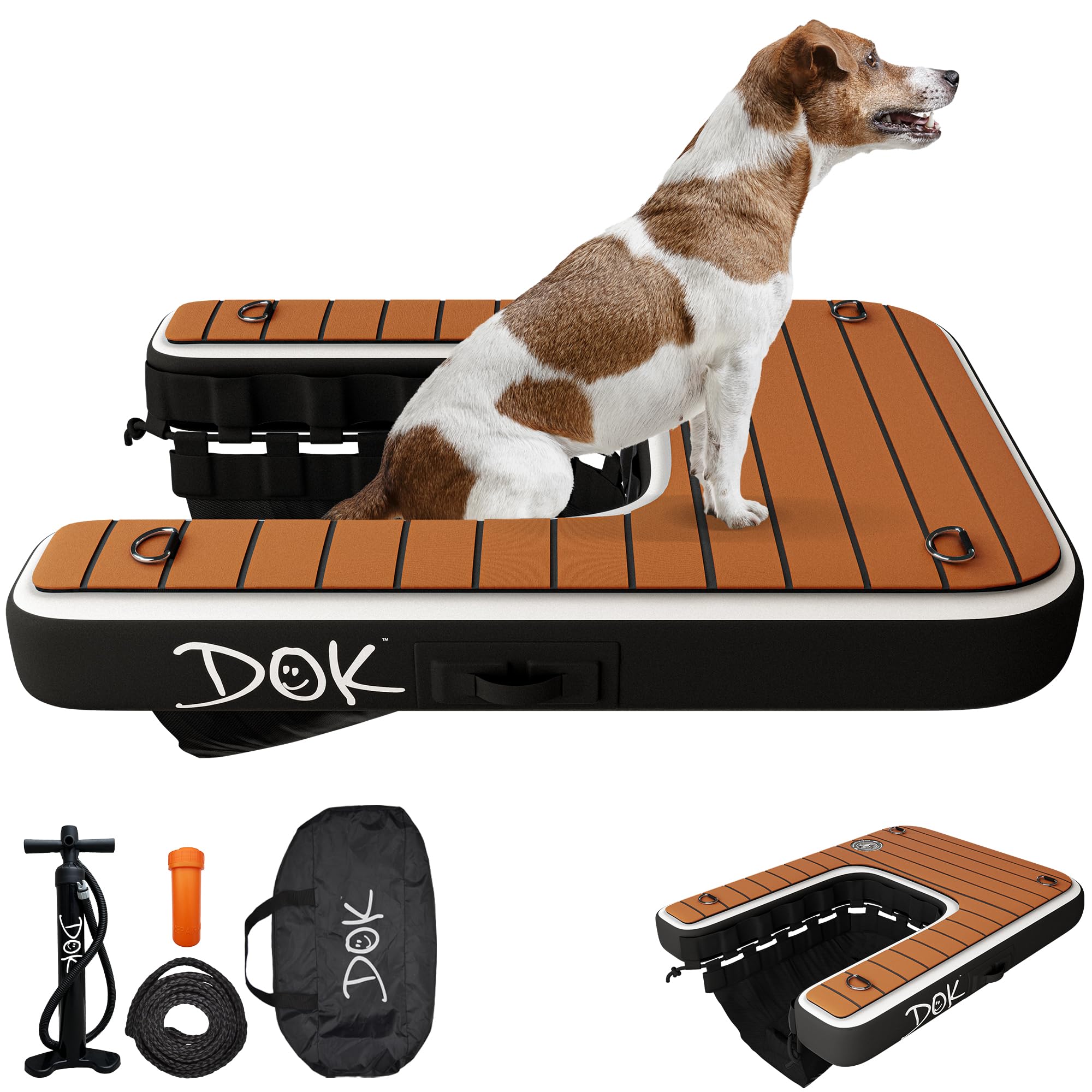 Dok Dog-Dok Mini Inflatable Dock Platform: Safe & Easy Water Access For Dogs Up To 30 Lbs; Floating Non-Slip Eva Foam With Dog B