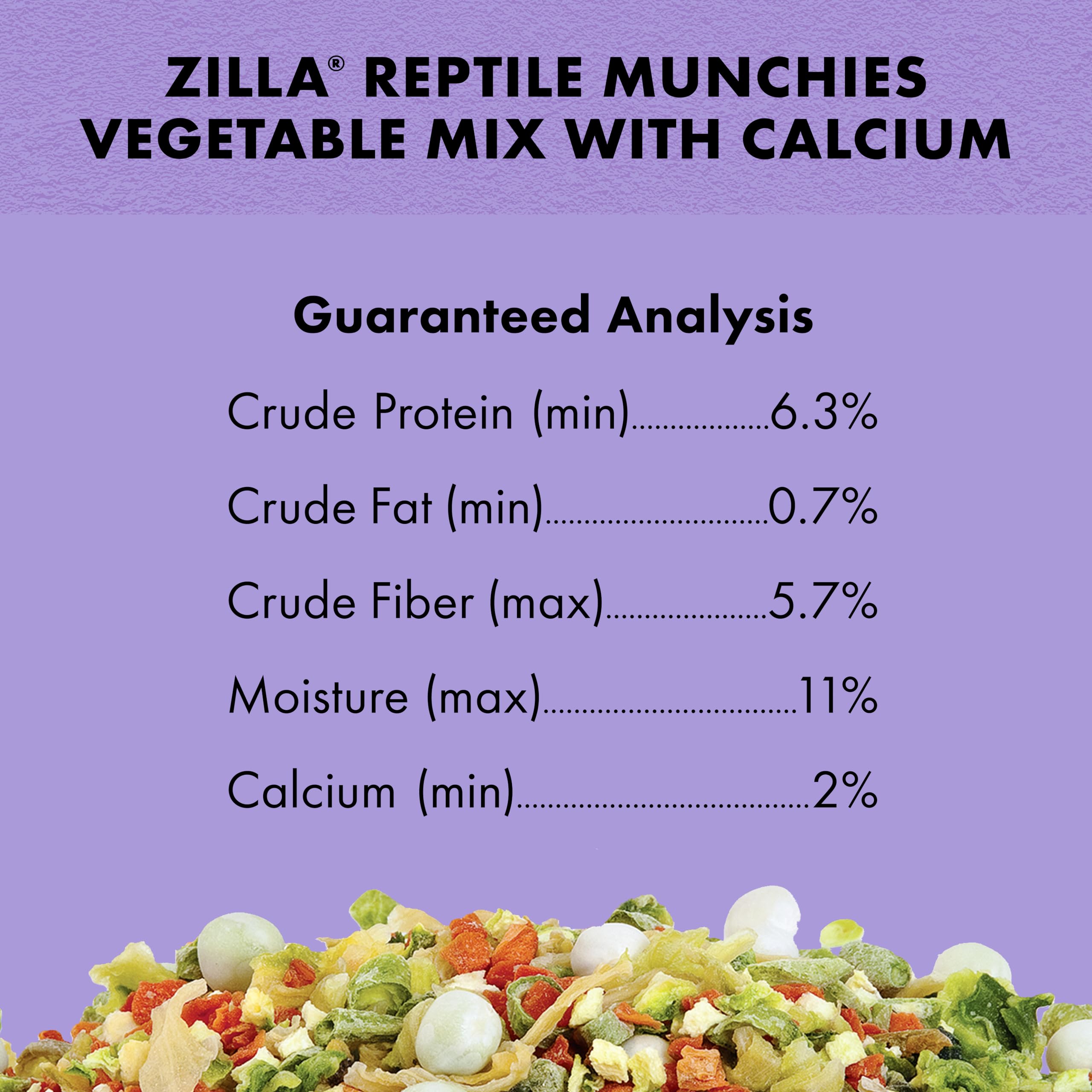Zilla Reptile Food Munchies Vegetable Mix With Calcium, 4-Ounce