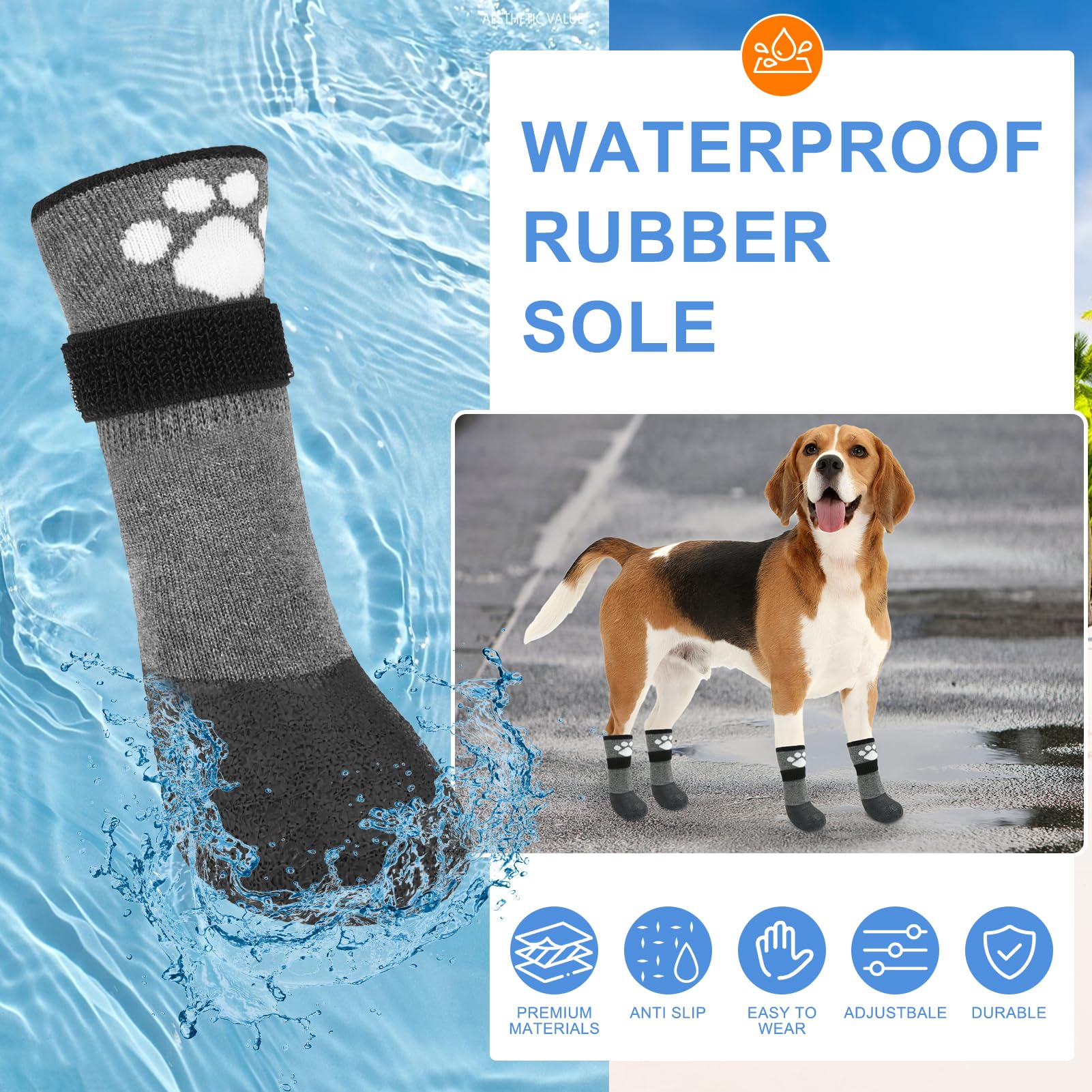 Beautyzoo Anti Slip Dog Boots & Paw Protectors For Hot Pavement To Prevent Licking,Waterproof Dog Shoes For Small Medium Large S