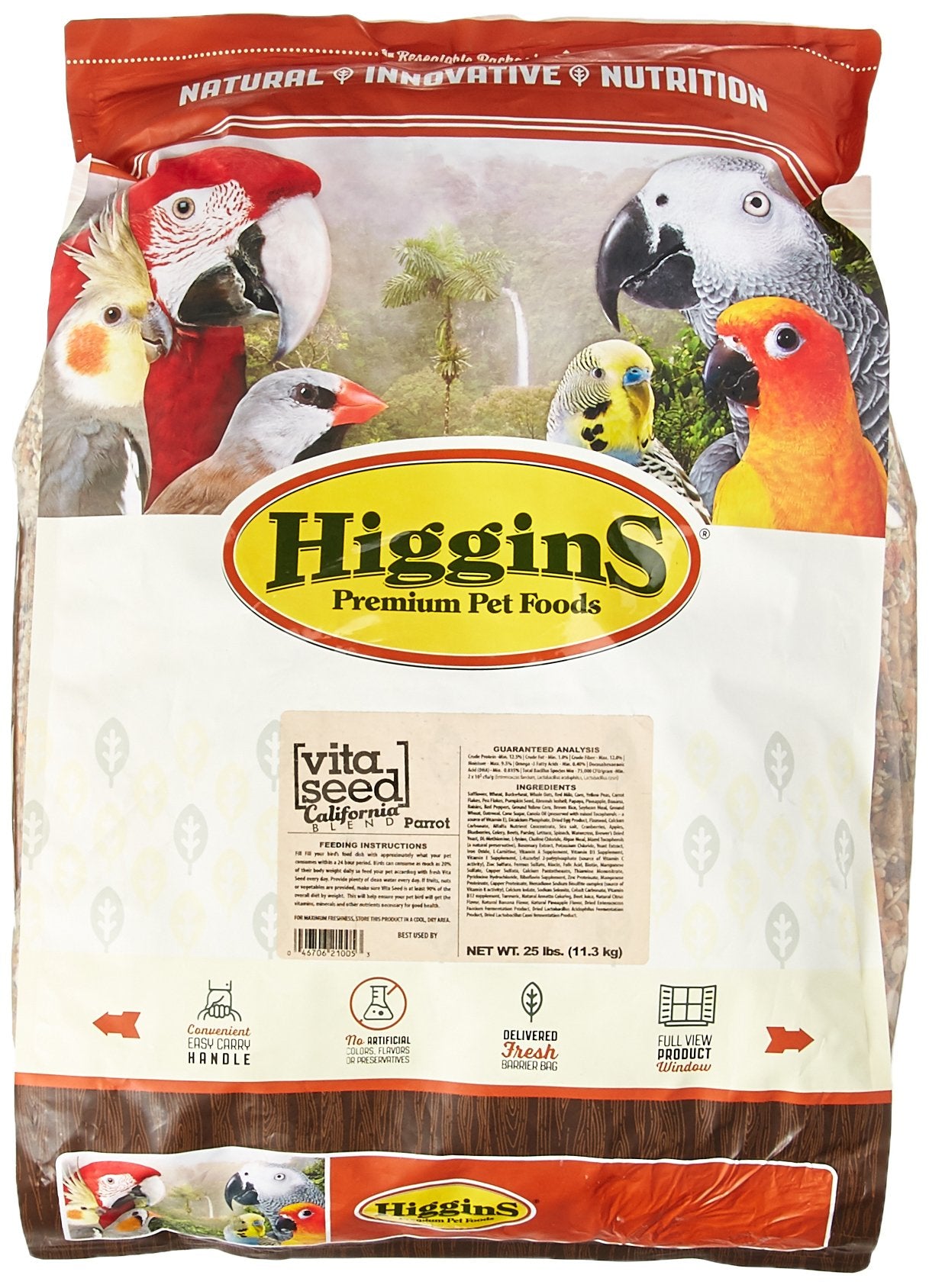 Higgins 466147 Vita California Blend Food For Birds, 25-Pound