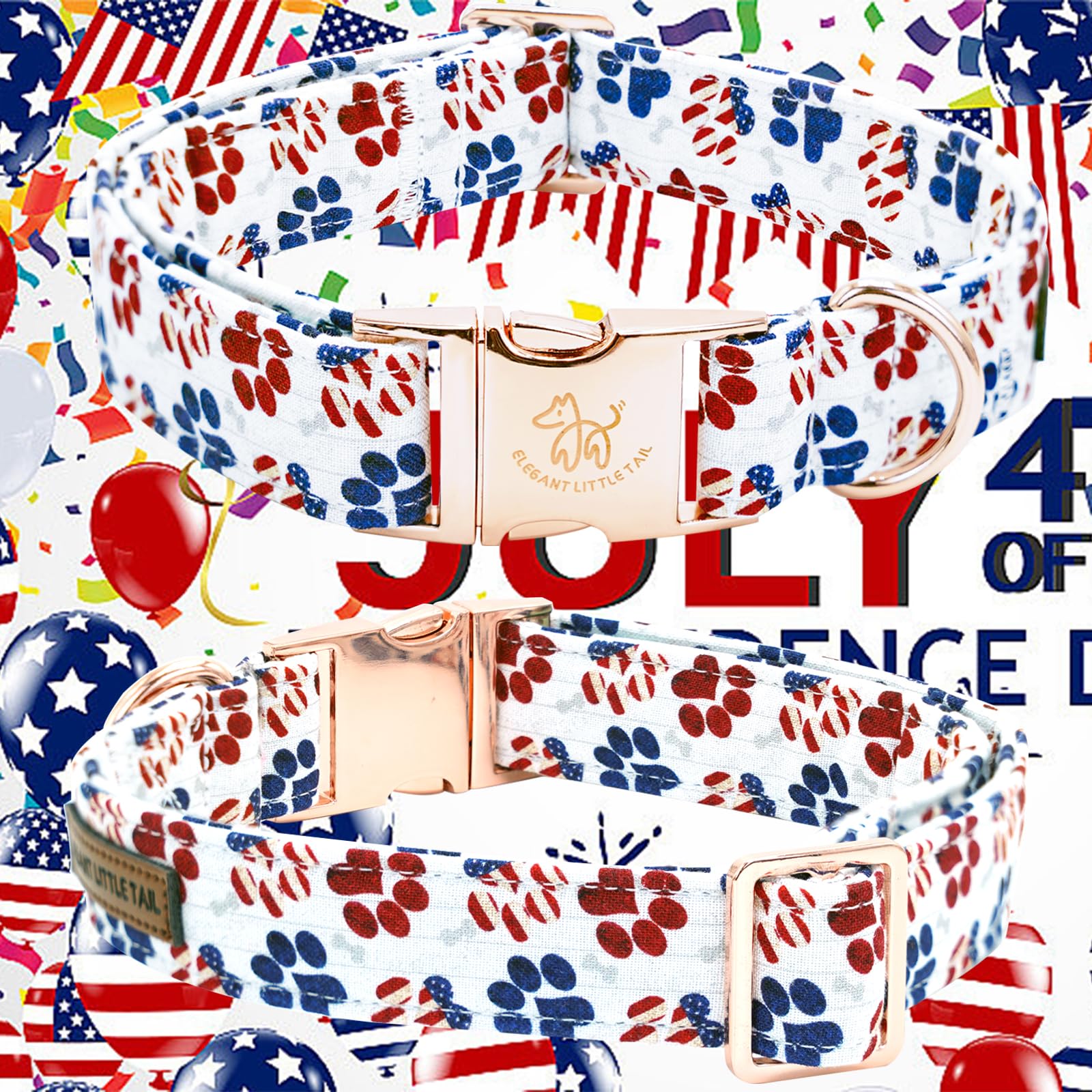 Independence Dog Collar, Patriotic Pet Collar With Flower American 4Th Of July Holiday Pet Gift Cotton Soft Flower Dog Boy Girl