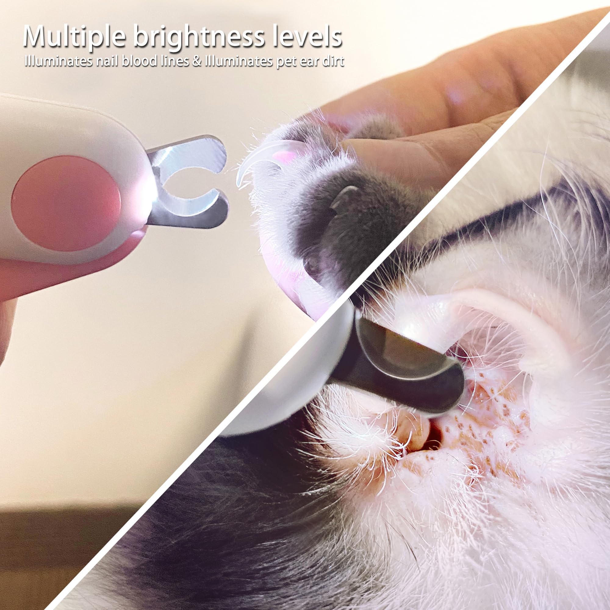 Woleigiao Pet Nail Clippers With Led Lights Cat Nail Clippers For Indoor Cats Nail Trimmer Clippers For Small Dog Nail Trimmers