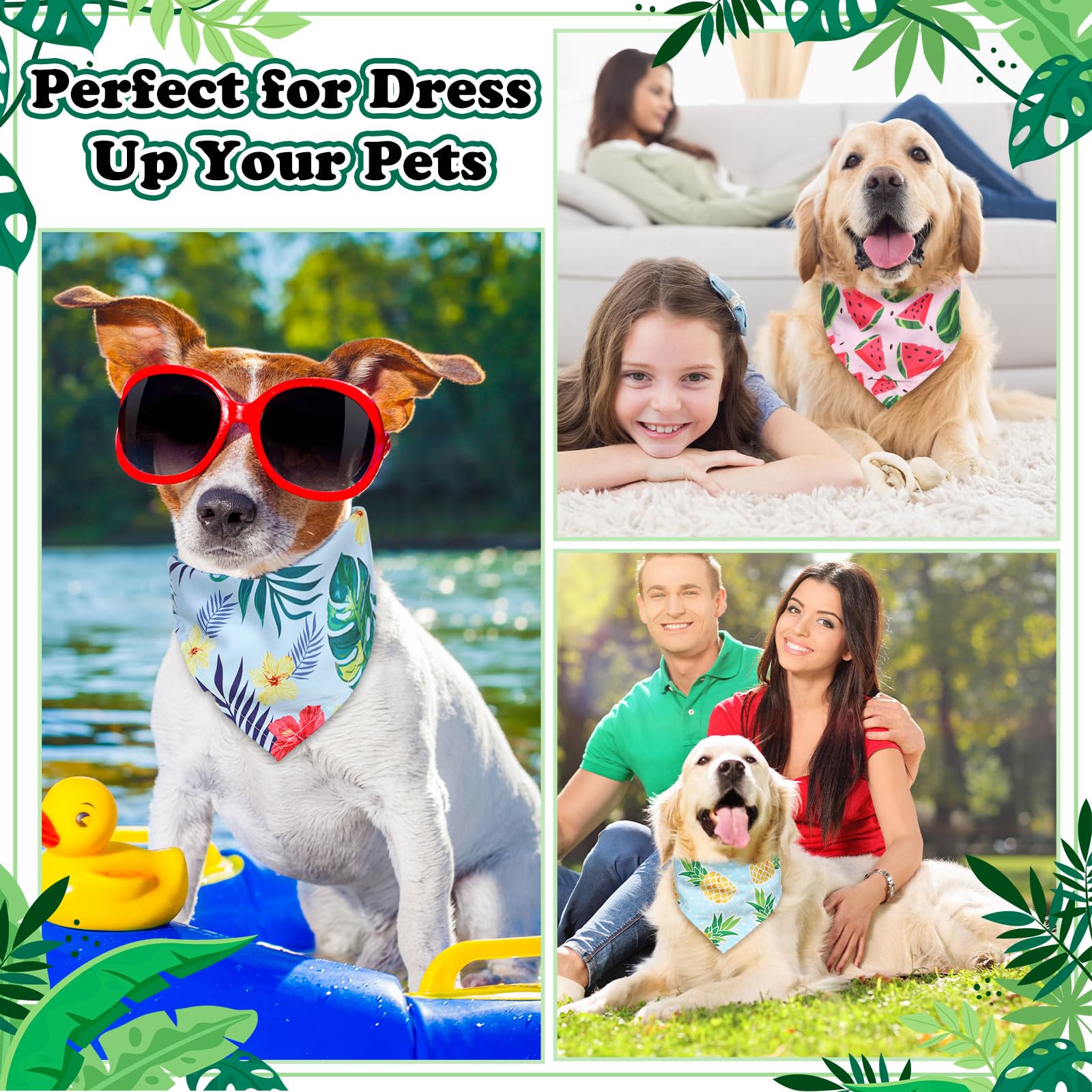Reginary 72 Packs Summer Bandanas For Dog Bulk Fruit Dog Bandanas Pet Bandanas Hawaiian Triangle Scarf Bibs Dog Bibs Adjustable