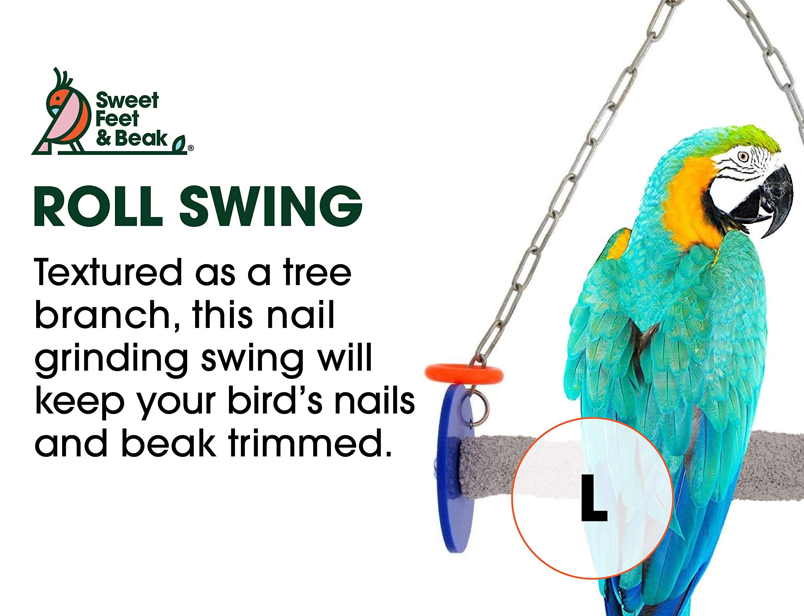 Sweet Feet And Beak Roll Bird Swing - Pumice Perch Bird Toys Trims Nails And Beaks, Safe And Non-Toxic Bird Cage Accessories For
