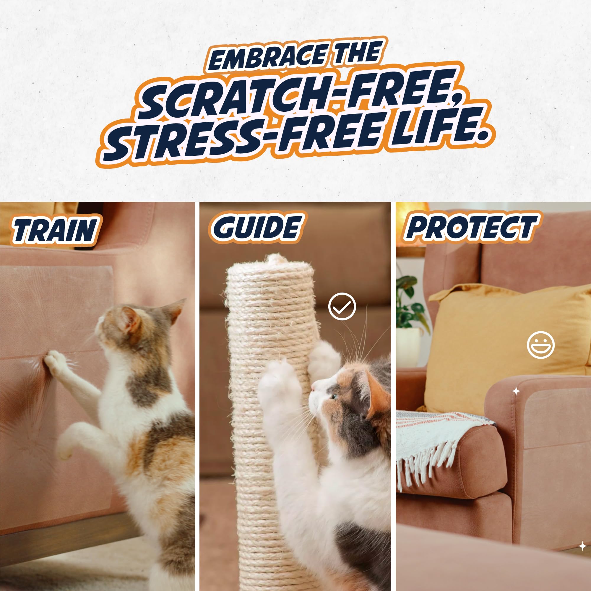 Panther Armor Cat Scratch Deterrent Tape - 8-Pack Double Sided Sofa Anti Scratching Sticky Tape - 4-Pack Xl + 4-Pack L Couch Corner Furniture Protector From Cats