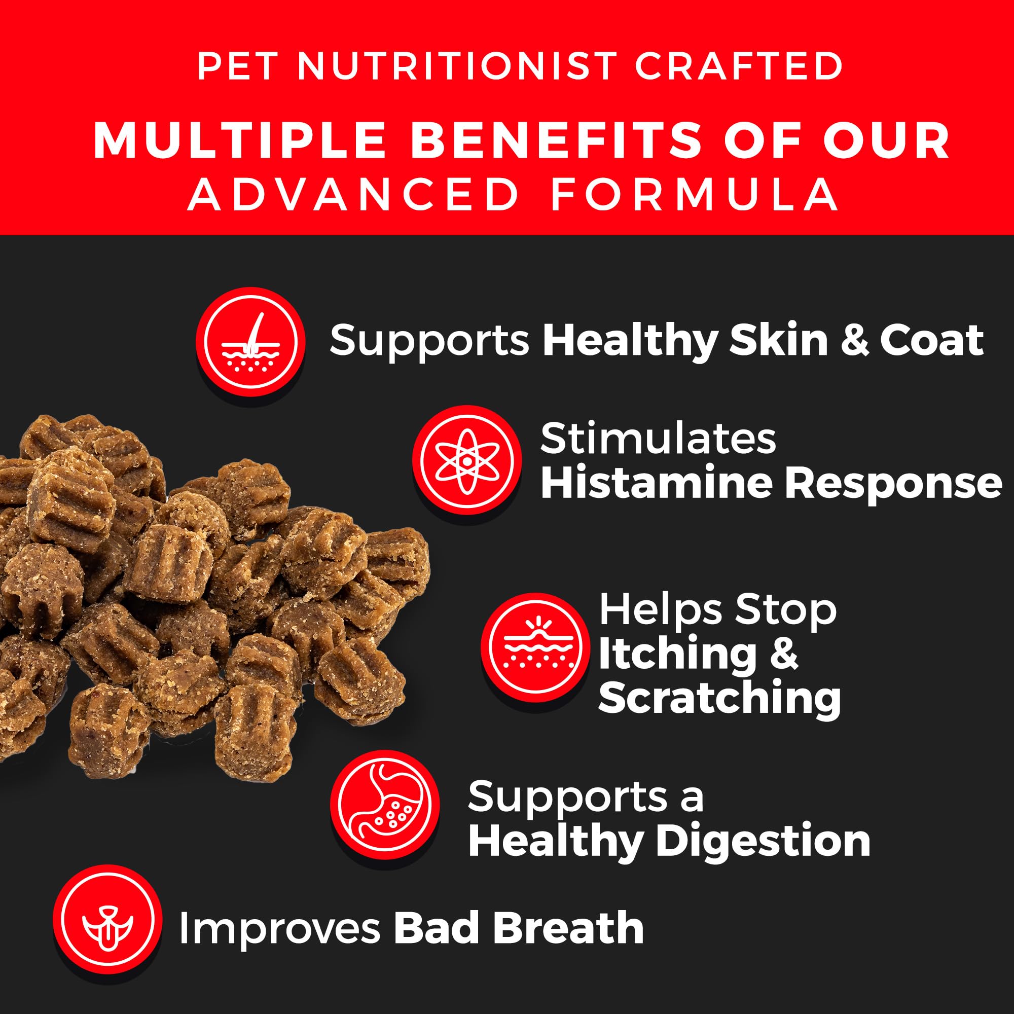 Pet Chef Dog Stop Itching & Allergy Blocker Chew - Natural Anti Itch for Dogs with Omega 3, Salmon Oil - Peanut Butter - Best Va