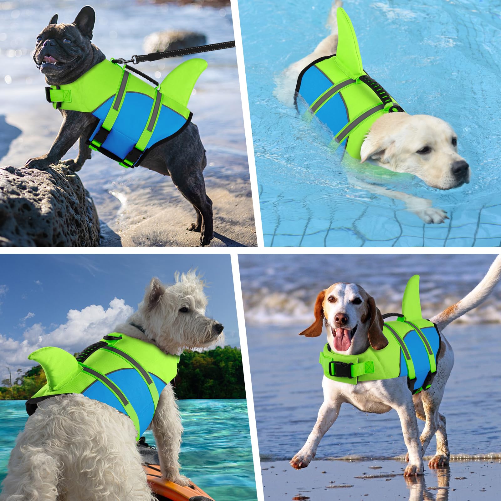 Doglay Dog Life Jacket, Ripstop Cute Shark Dog Life Vest With Superior Buoyancy And Rescue Handle, Adjustable Pet Life Vests For