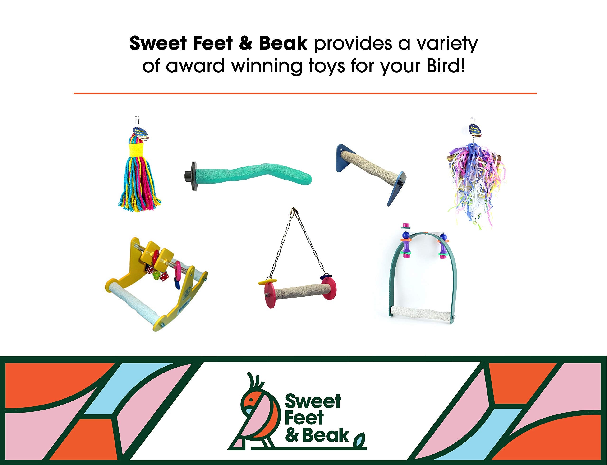 Sweet Feet And Beak Roll Bird Swing - Pumice Perch Bird Toys Trims Nails And Beaks, Safe And Non-Toxic Bird Cage Accessories For