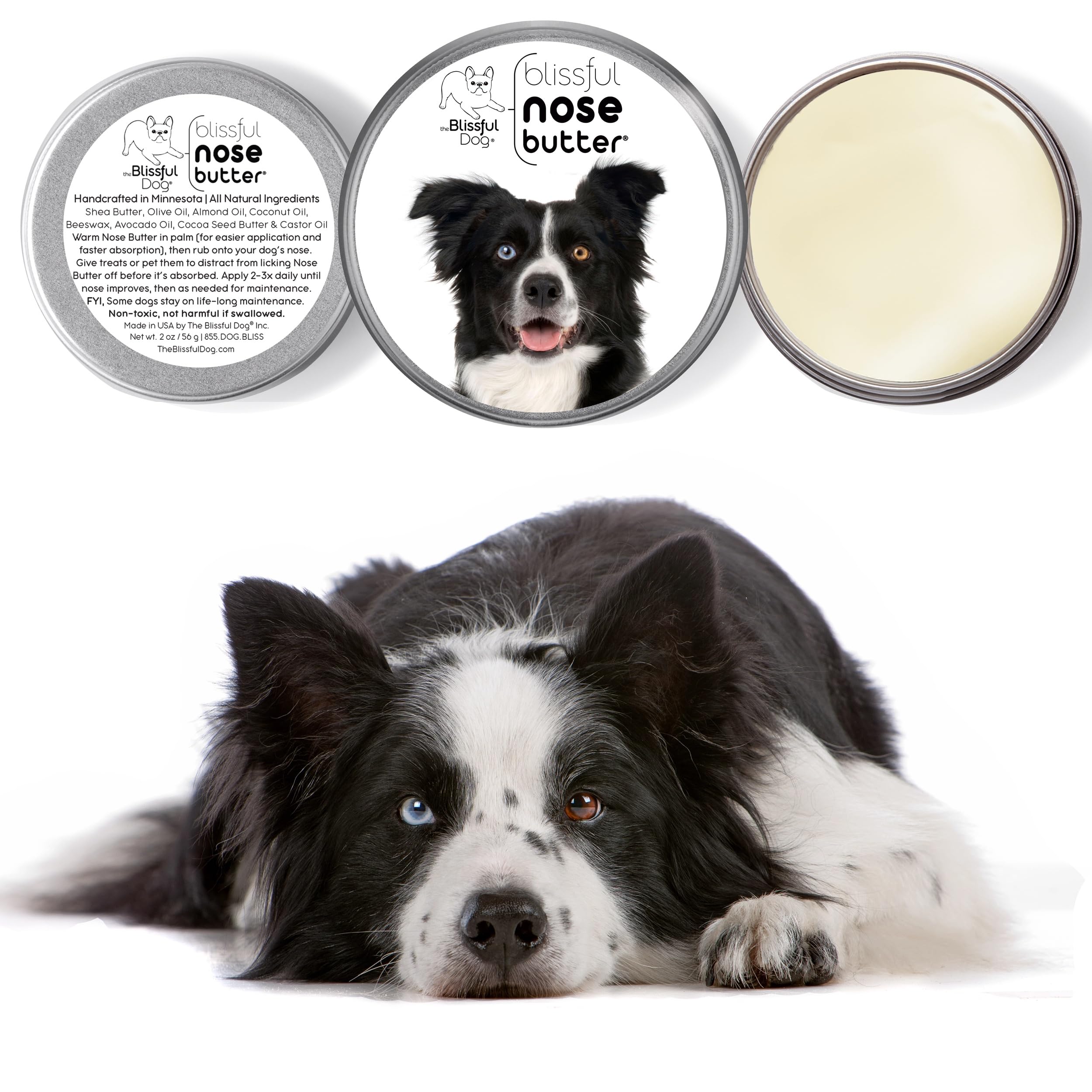 The Blissful Dog Border Collie Nose Butter, Versatile Dog Nose Balm for Dry Nose, Handcrafted Nose Moisturizer, Easy-to-Apply Do
