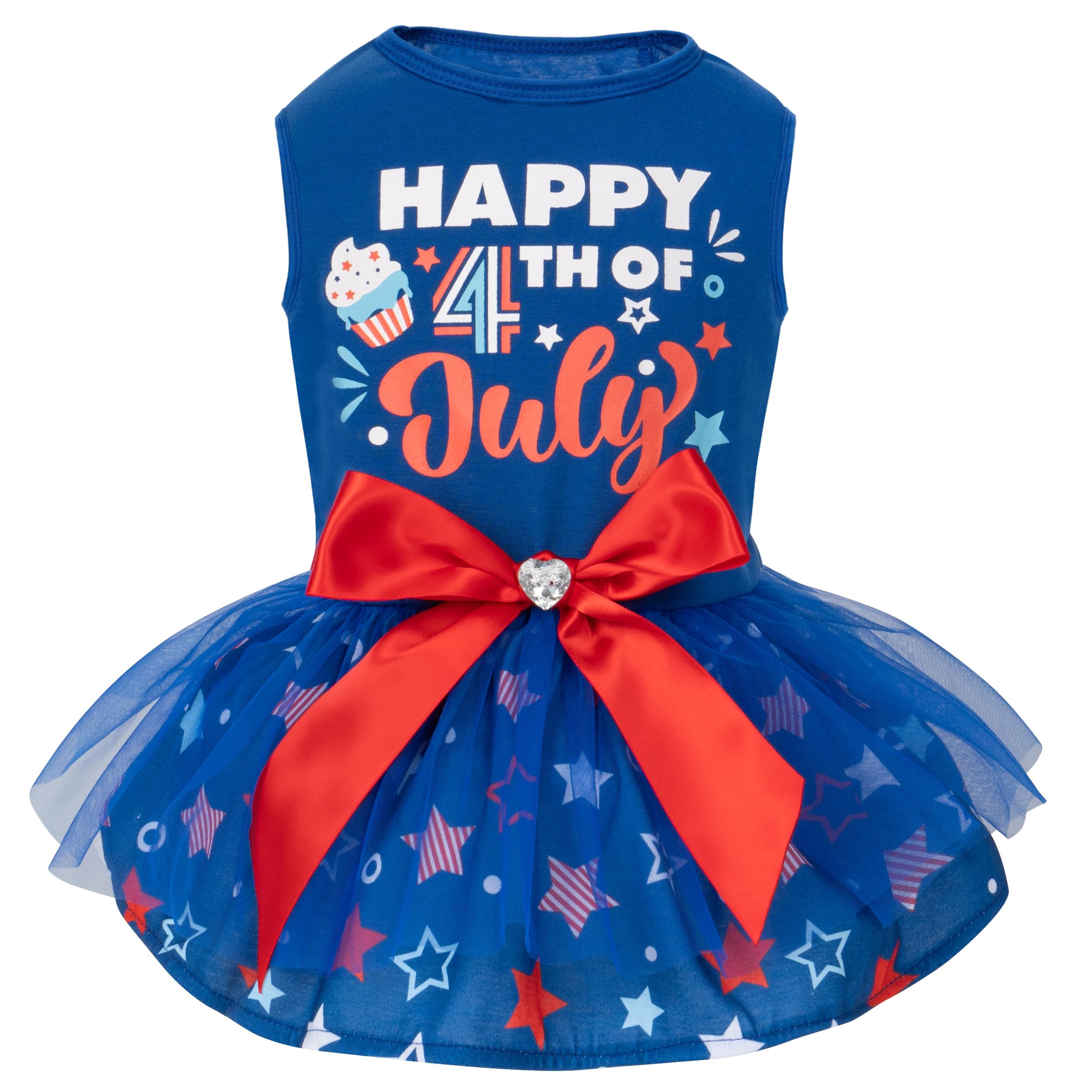 Cyeollo Dog Dress For 4Th Of July Independence Day Dog Dresses Tulle Skirts For Small Dogs Clothes Holiday Pet Outfits With Bowt