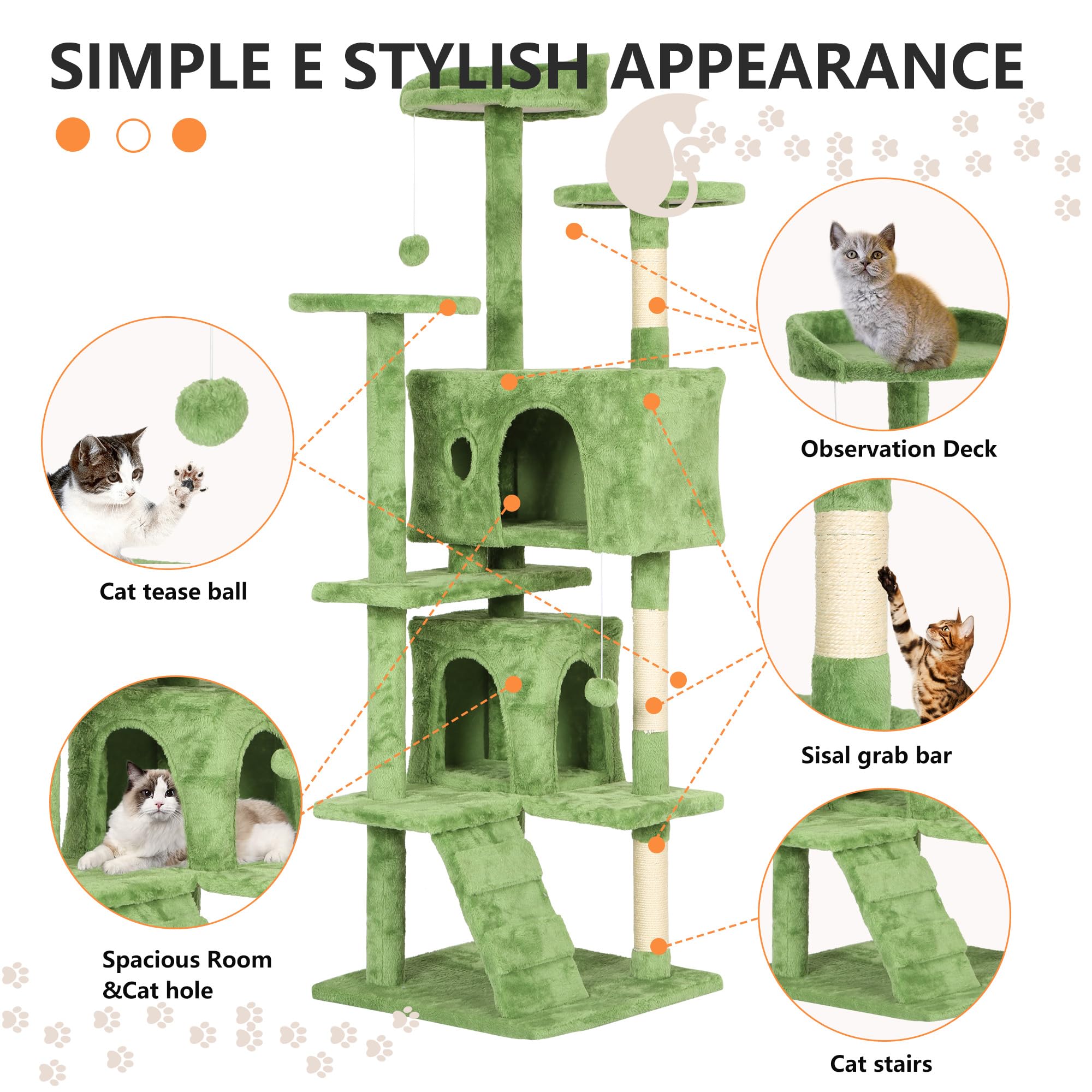 BestPet 70in Cat Tree Tower for Indoor Cats,Multi-Level Cat Furniture Activity Center with Cat Scratching Posts Stand House Cat