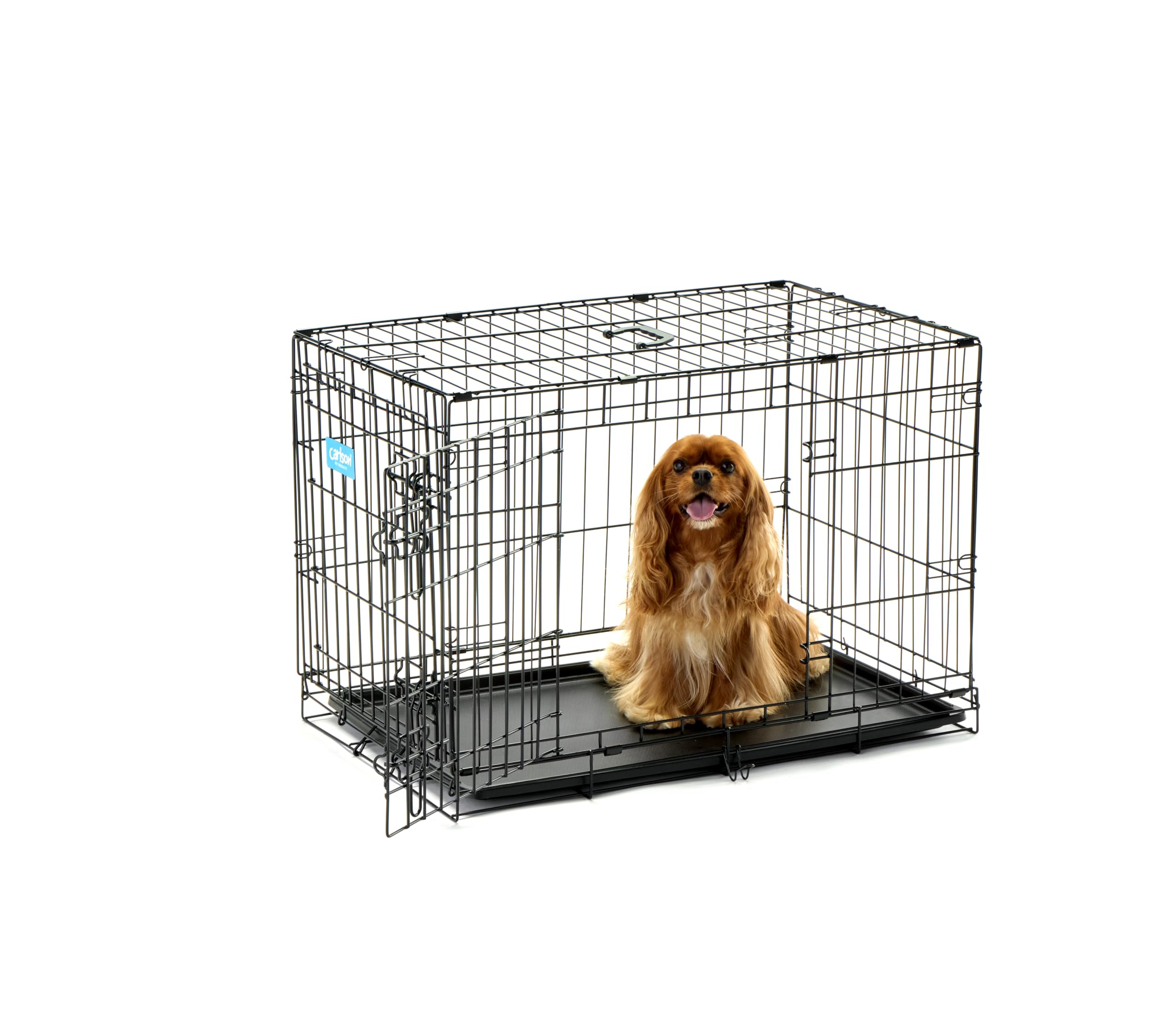 Carlson Secure And Compact Double Door Metal Dog Crate, Medium With Divider Panel