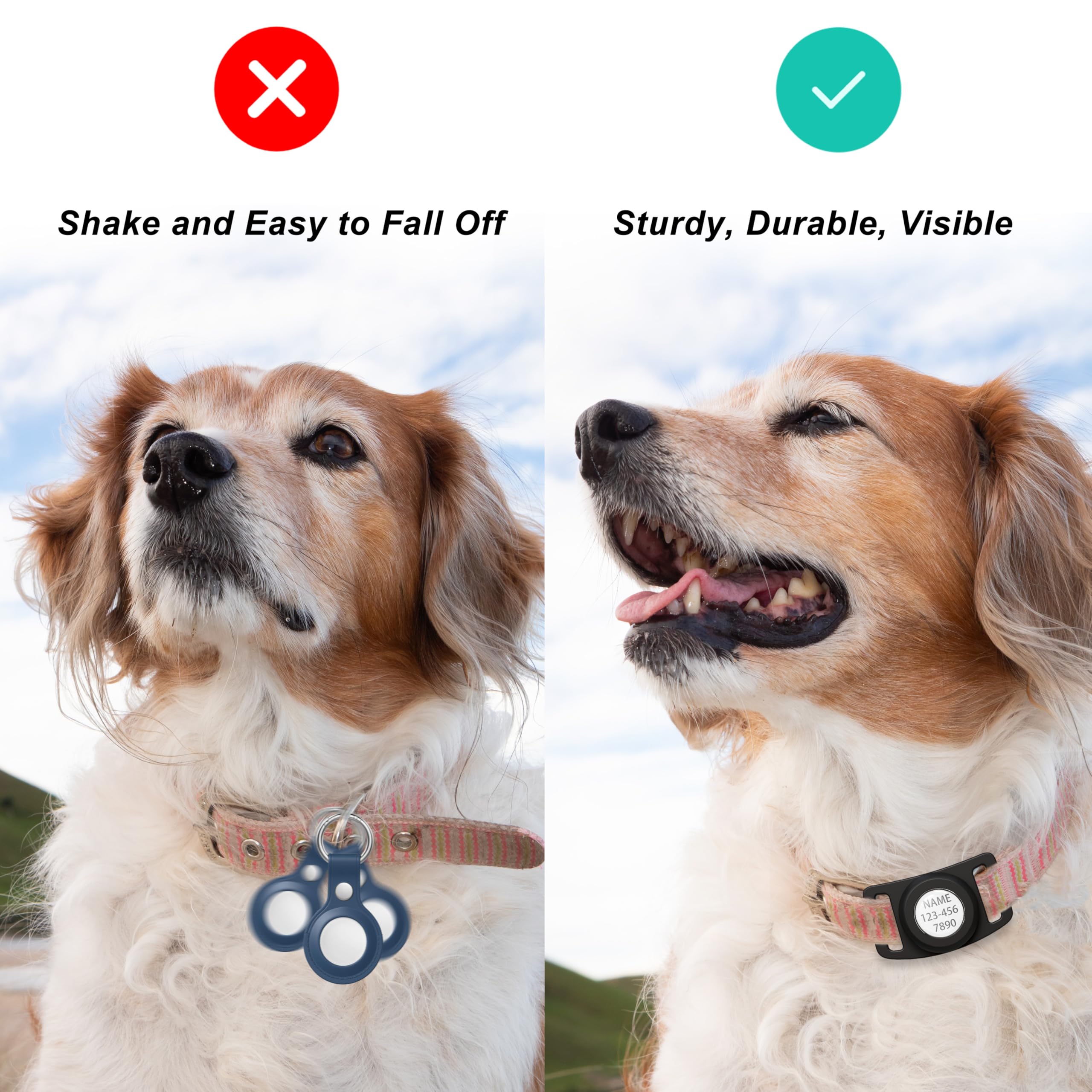Thxsbuddy Ip68 Waterproof Air Tag Dog Collar Holder For Apple Air Tag, Dog Tag Personalized For Pet Id, Visible Air Tag Holder F
