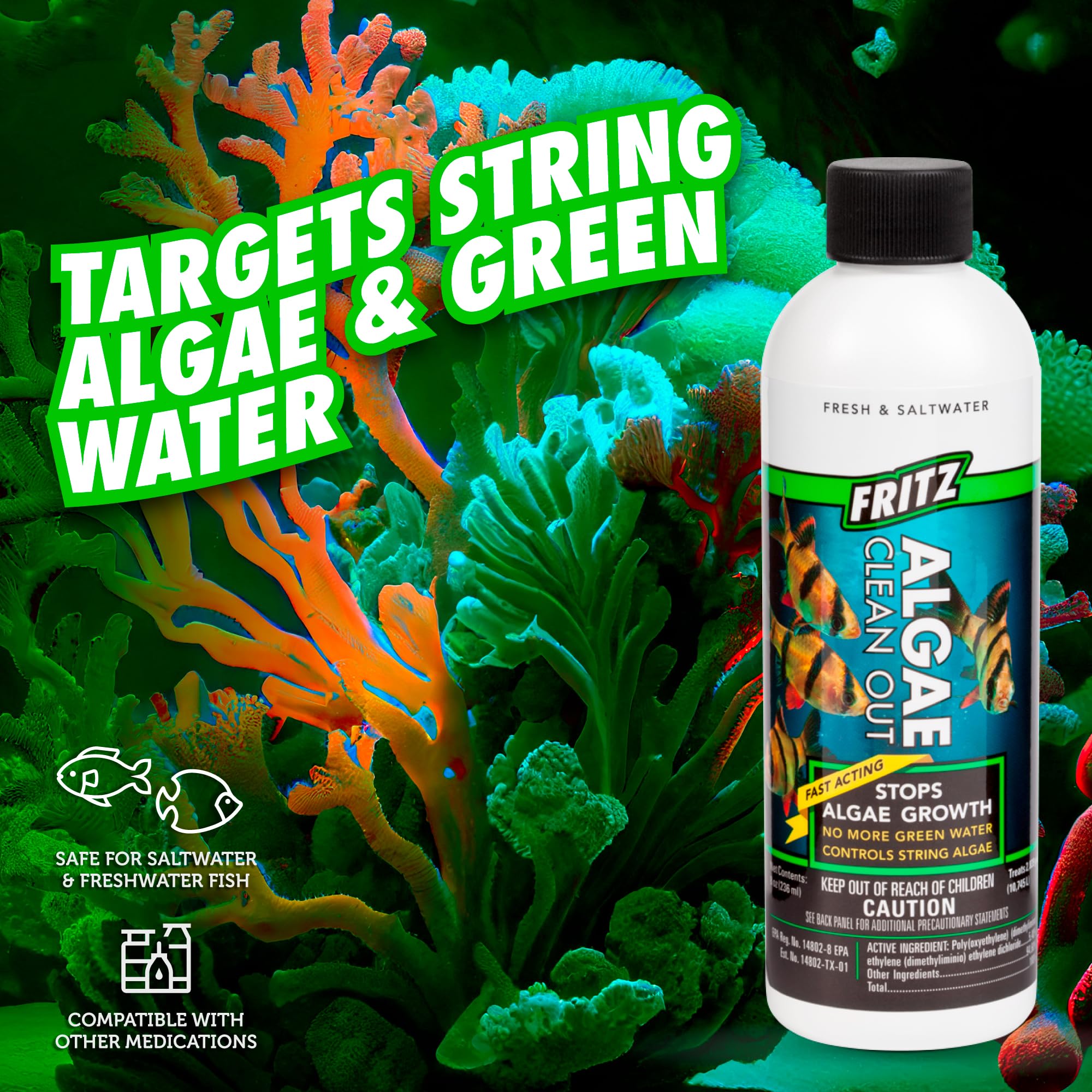 Fritz Aquatics AFA48008 Algae Clean Out for Aquarium, 8-Ounce, Model: 805000