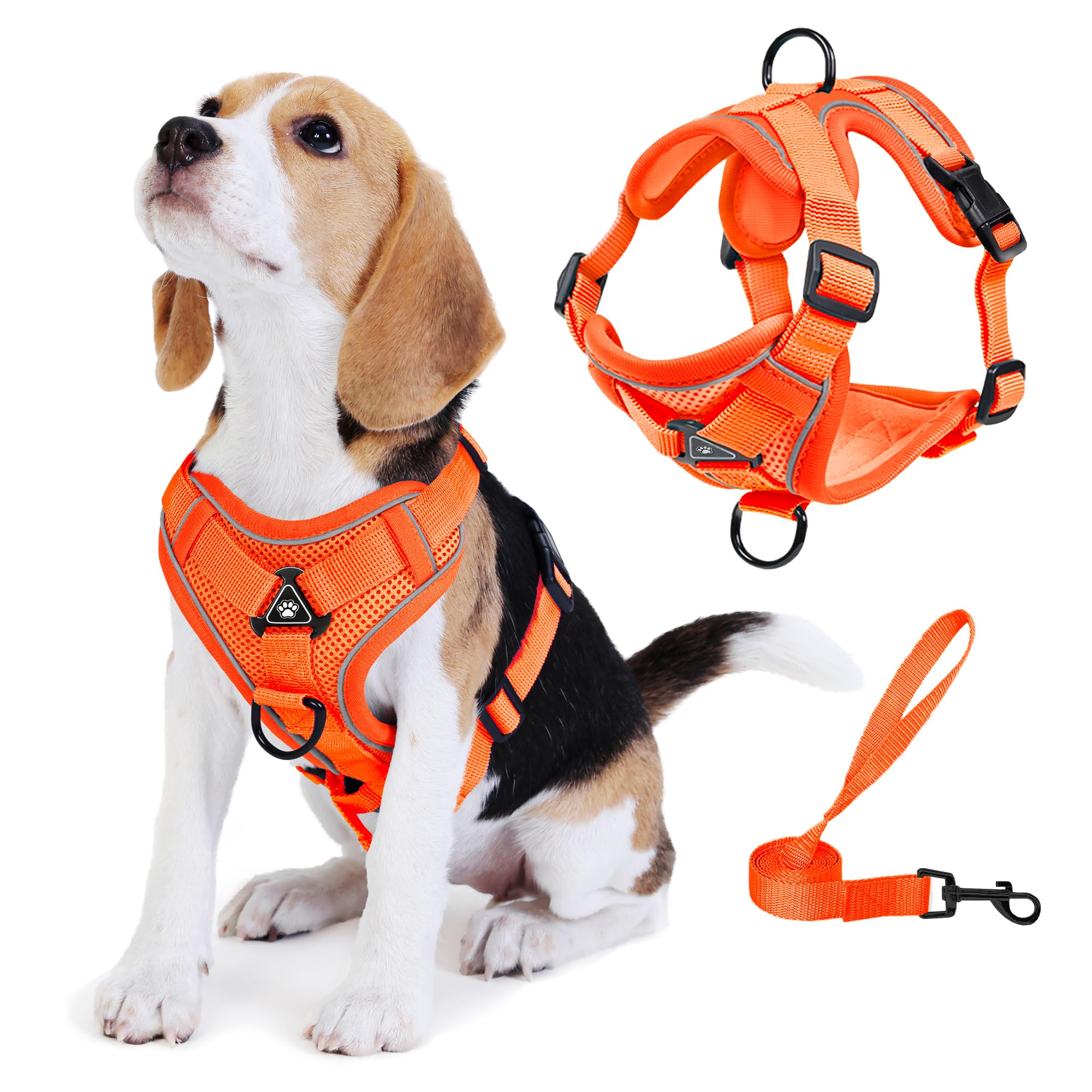 Jolifield No Pull Dog Harness with Leash Set for Medium Sized Dog, Reflective Adjustable No Choke Front Clip Cat Vest Harness wi