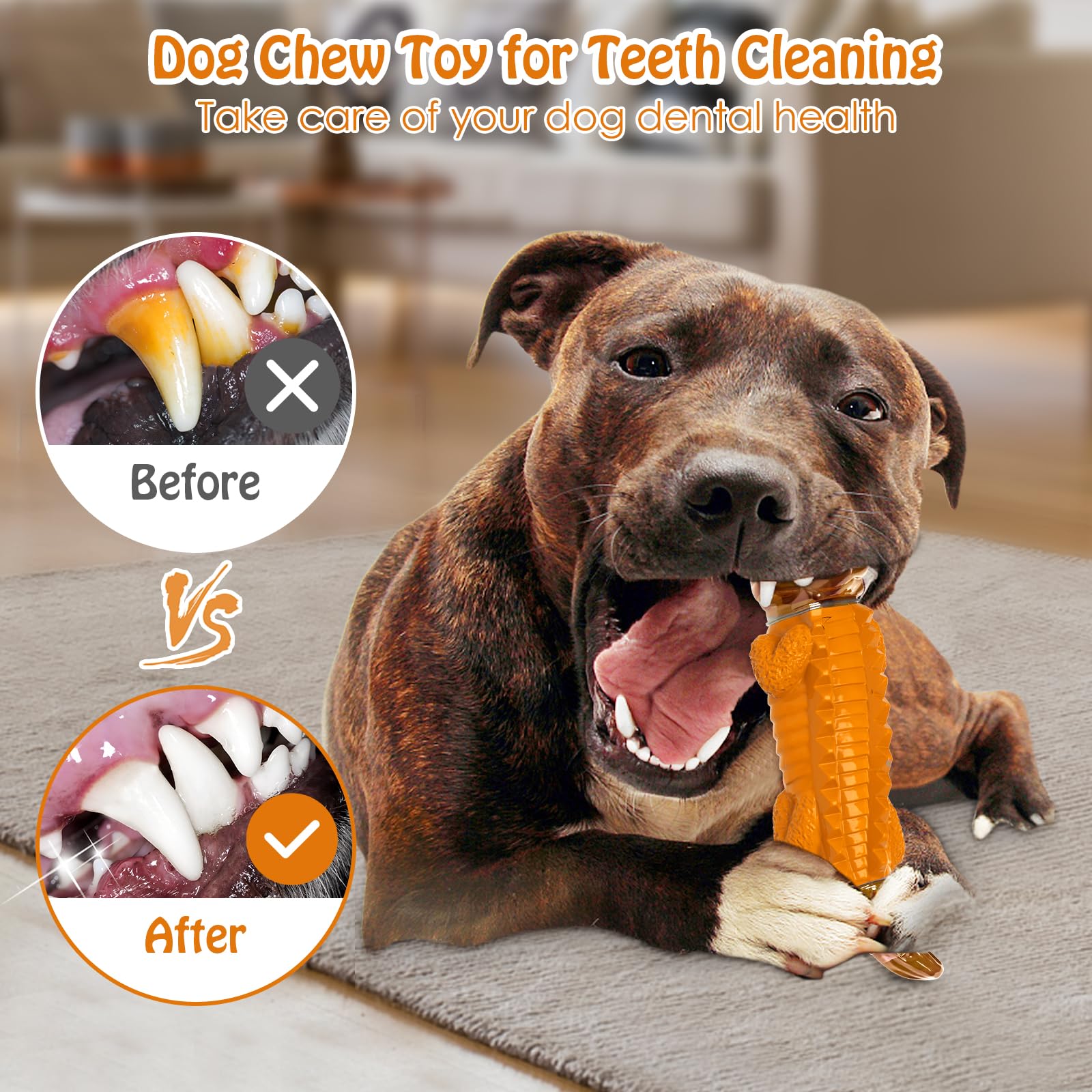 Jeefome Dog Toy for Aggressive Chewers – Durable Nylon Toy for Small, Medium & Large Dogs, Orange, Model csey-01