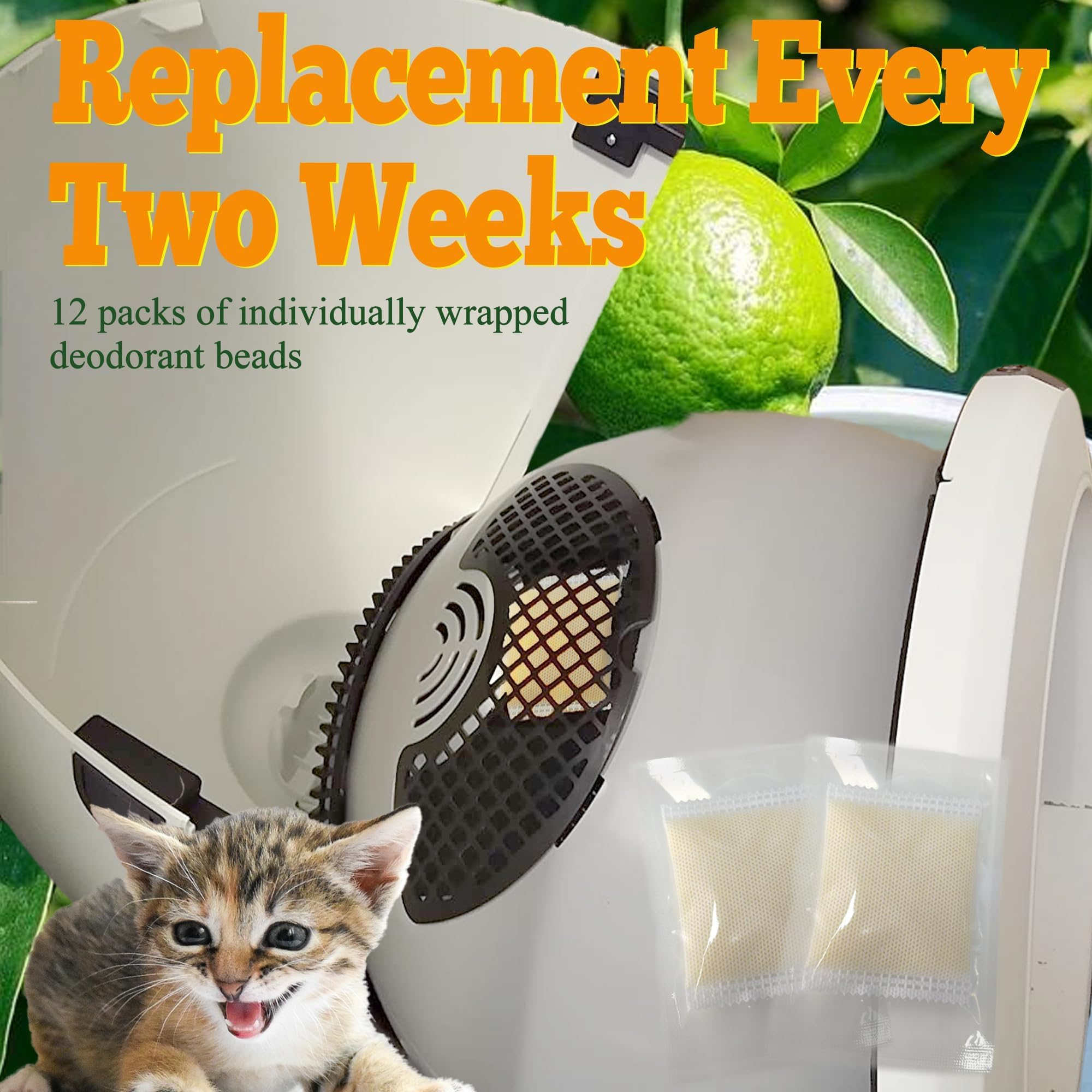 Newke 12Pcs Odor Remover Refills For Whisker Odortrap Pod And Litter-Robot, Cat Toilet Odor Eliminates Deodorizing Compatible Wi