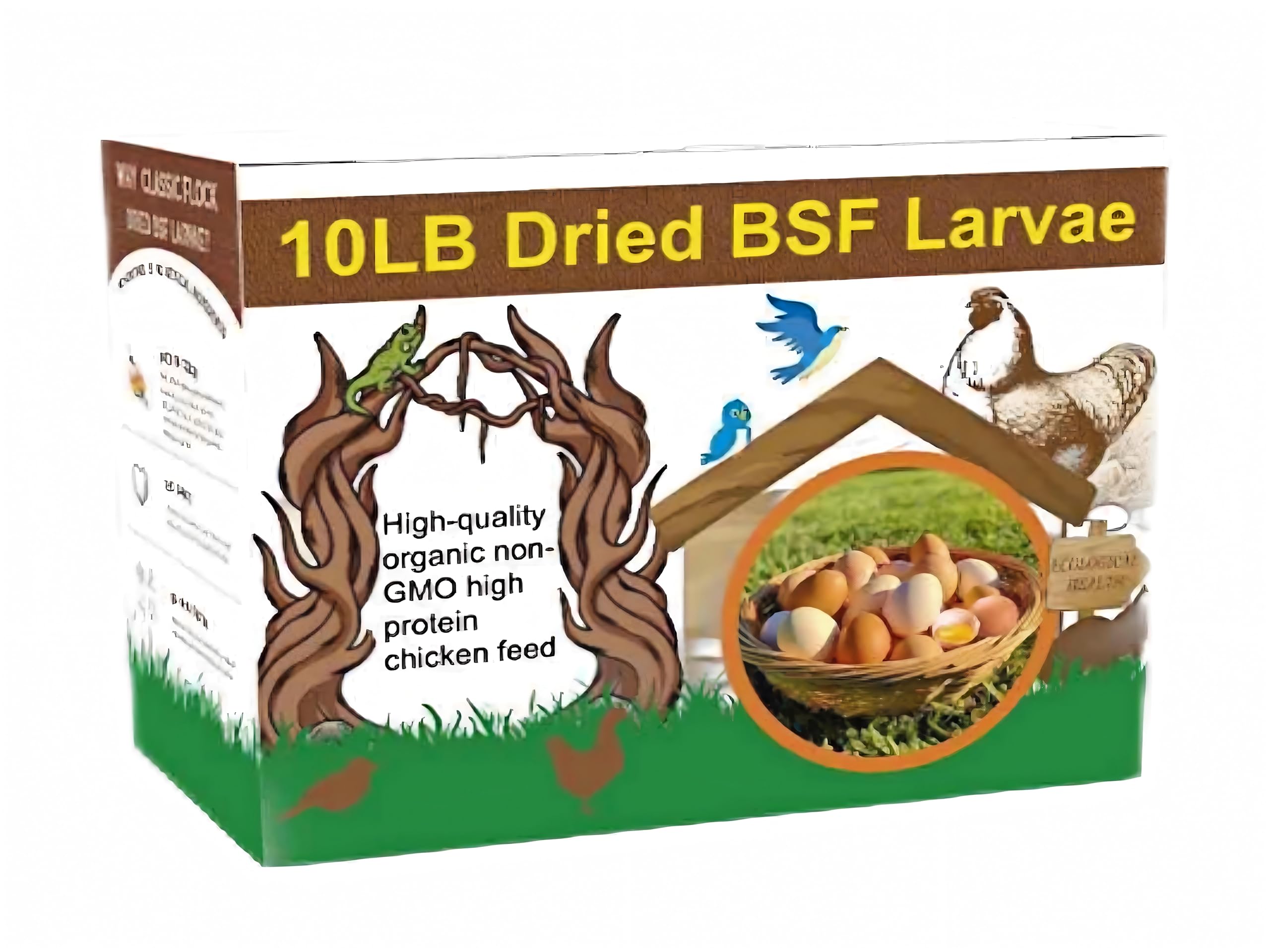Classic Flock 10lb Dried Black Soldier Fly Larvae Chicken Feed,100% Natural Non-GMO BSF Larvae,More Calcium Than Mealworms,High 