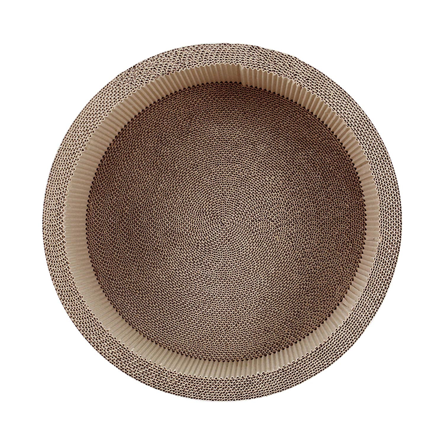FluffyDream Cat Scratcher Post & Board, Durable Cardboard, 17.32"x17.32"x6.11", Brown-Round, Model PTFURNSCRATPADCIRL