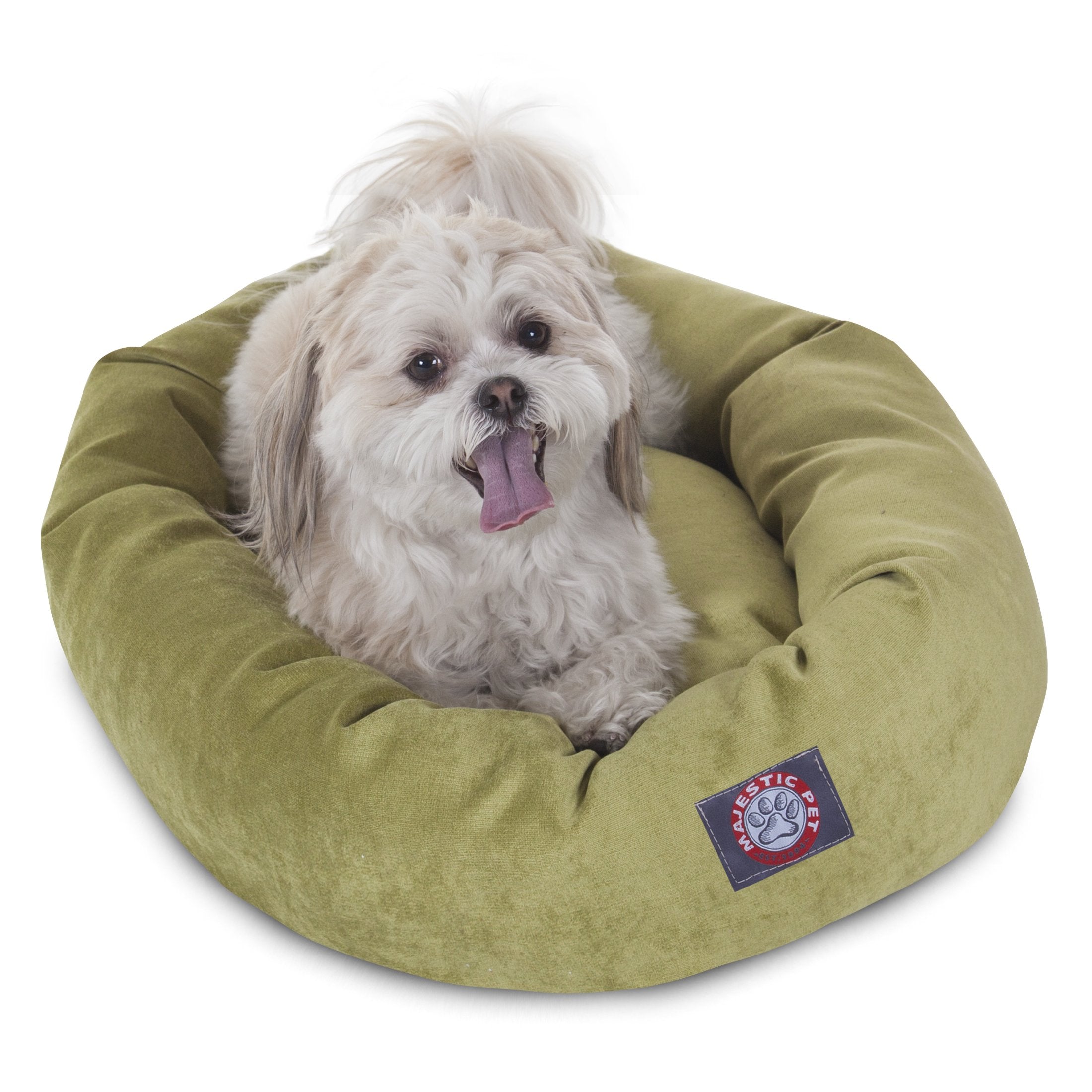 Majestic Pet 24 Inch Micro Velvet Calming Dog Bed Washable 24X19X7 (Inch) - Cozy Soft Round Donut Dog Bed With Spine For Head Su