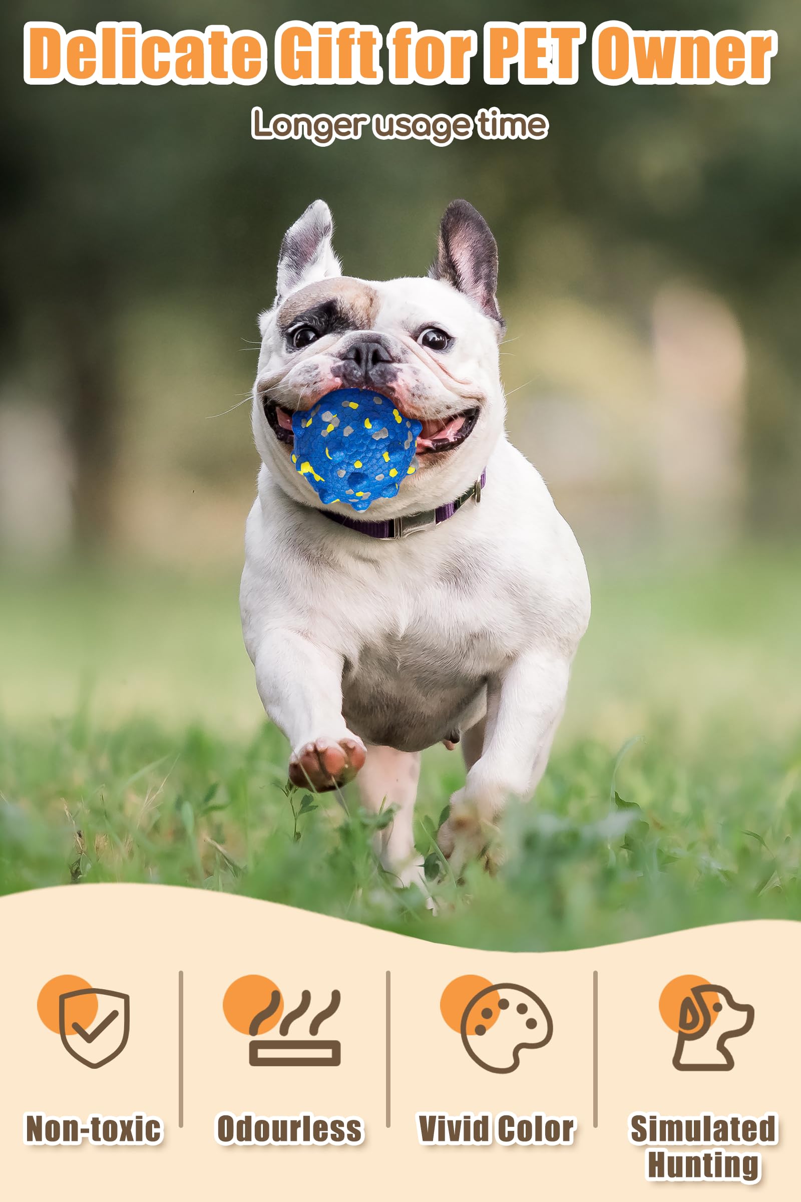 Moonorange 3.7' Dog Balls For Dogs Aggressive Chewers Indestructible Tennis Durable Bouncy Interactive Dog Toy Balls For Fetch