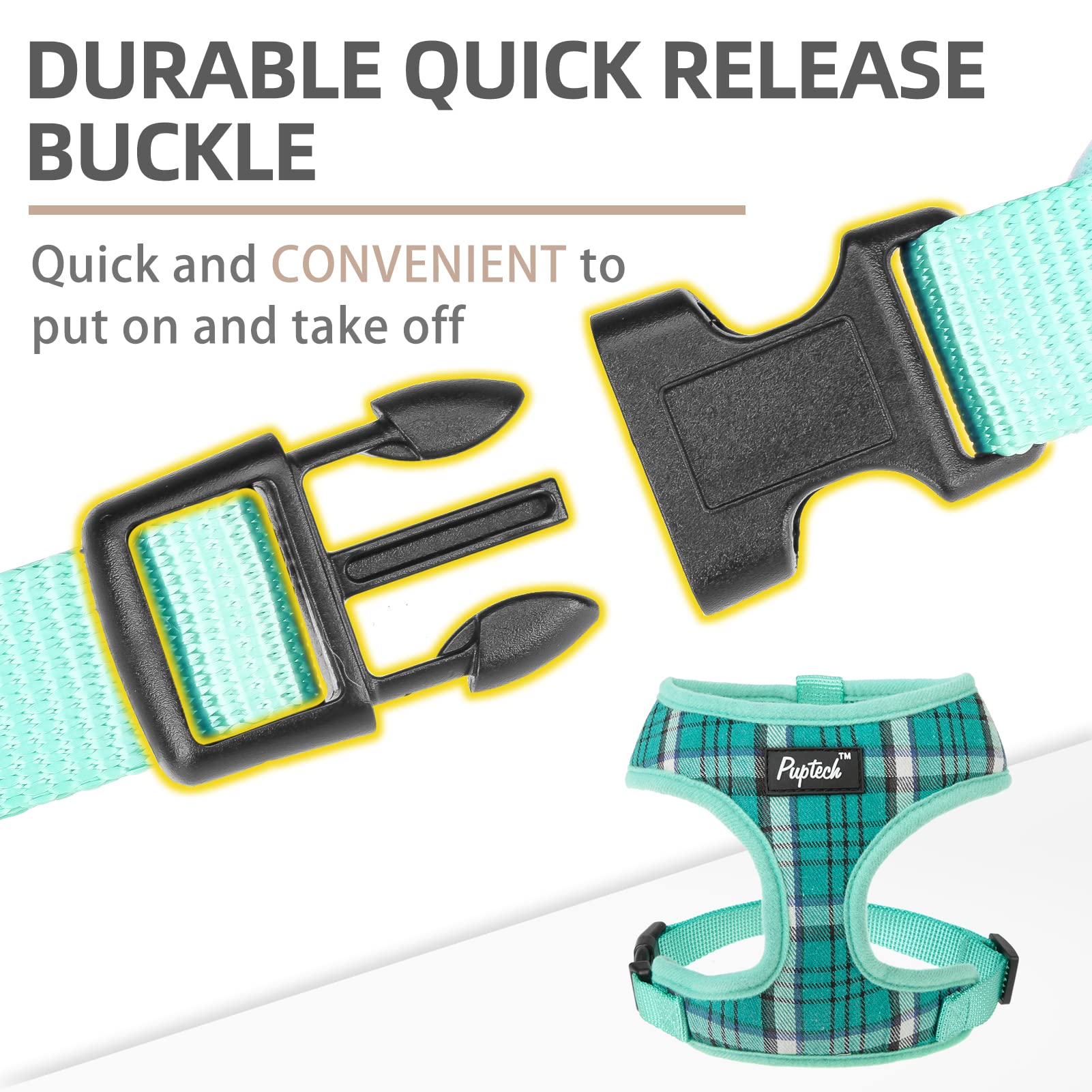 Pupteck Soft Mesh Dog Harness And Leash Set Pet Puppy Cat Comfort Padded Vest No Pull Harnesses, Green, Xs