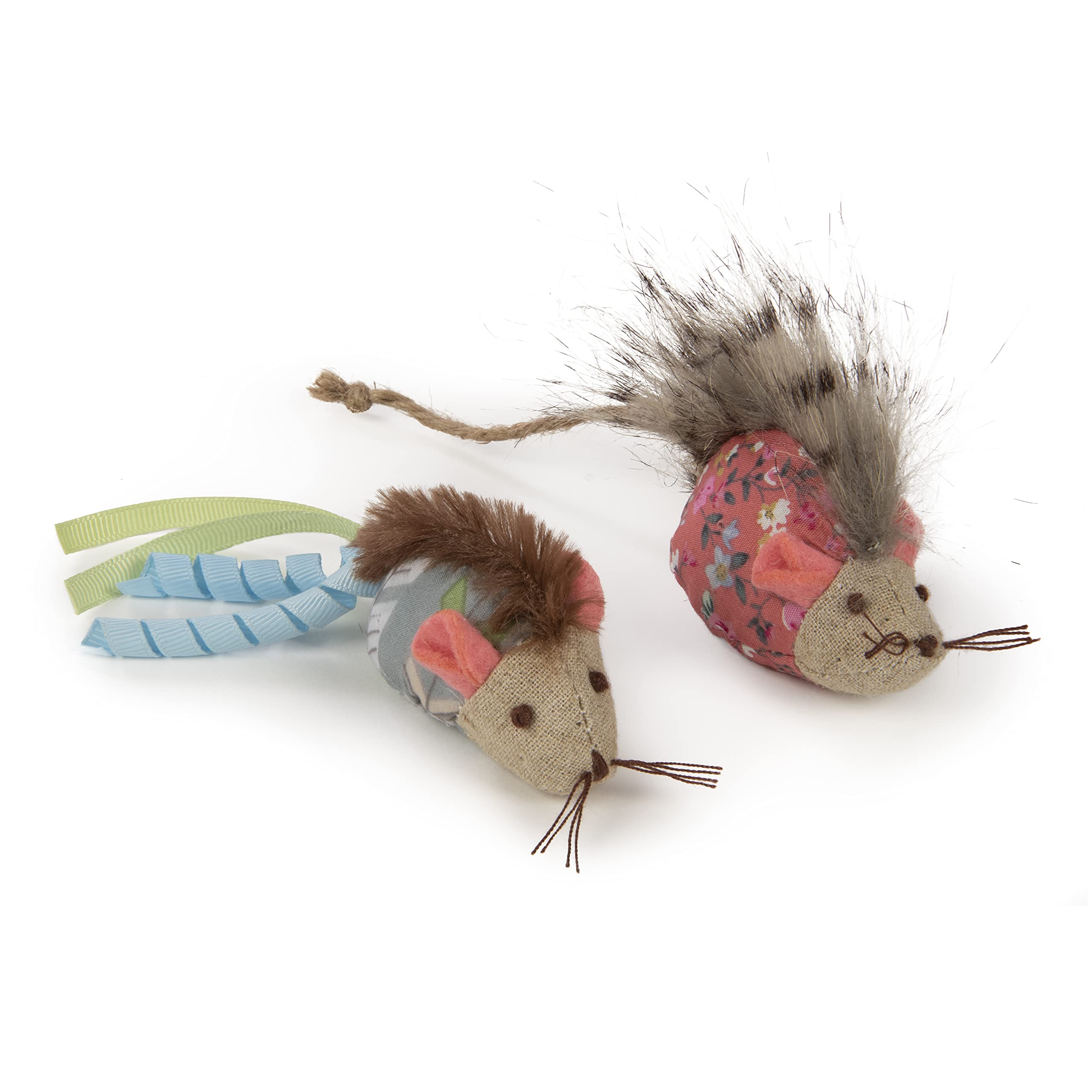 Petlinks HappyNip Mohawk Mice Cat Toys, Set of 2, Blue/Pink, Polyester, Model 40209, Contains Silvervine & Catnip