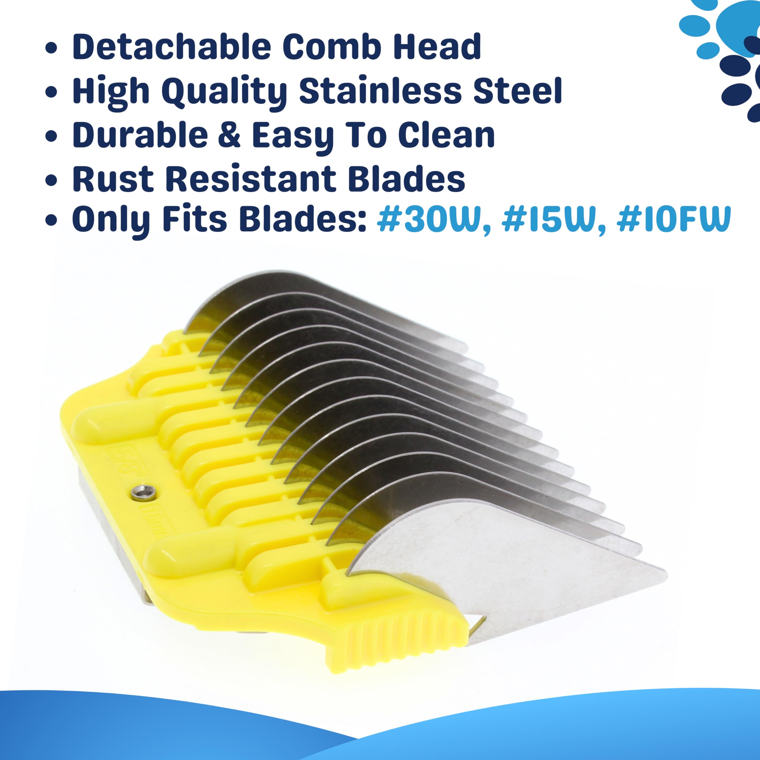 Bucchelli 16Mm 5/8'' Cut Wide Clipper Guard Attachment Fits A5 Type Blade | Stainless Steel Blade For Professional Groomers And
