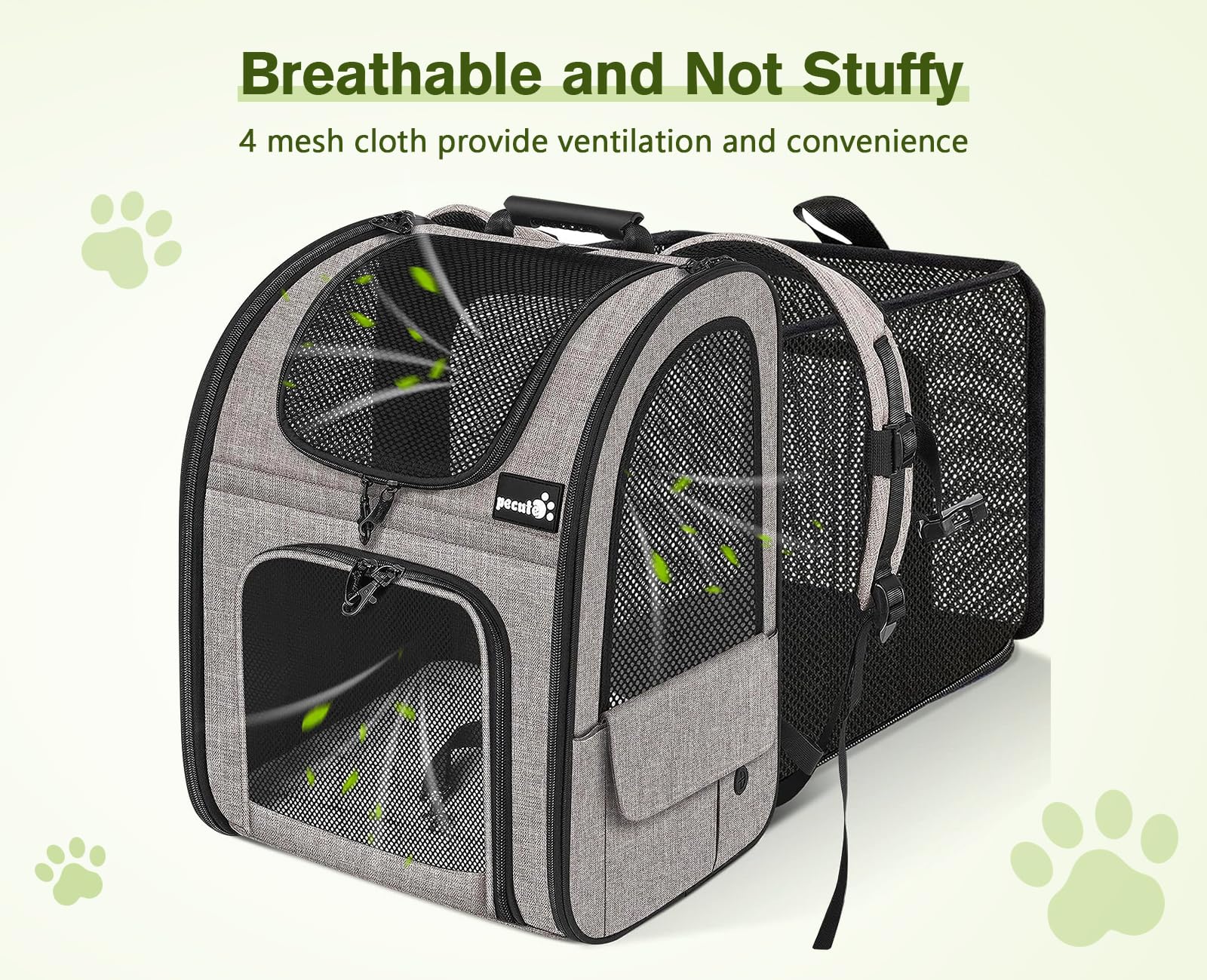 Pecute Pet Carrier Backpack, Large Cat Carrier Backpack, Expandable Cat Backpack with Breathable Mesh for Medium Large Cats, and