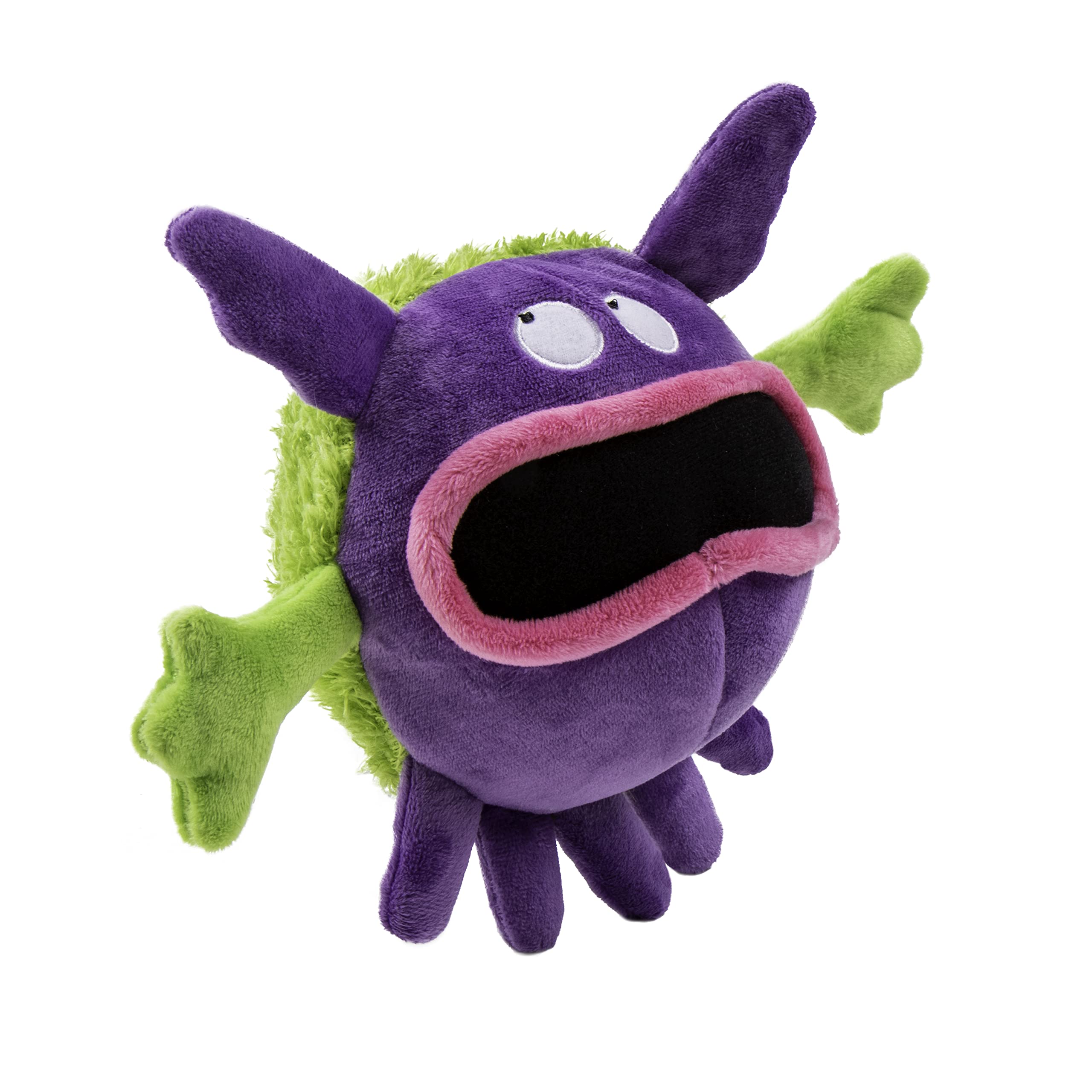 goDog Plush Germs Squeaky Dog Toy - Large, Purple, Chew Guard Technology, Odor-Eliminating Oils, Model 70098
