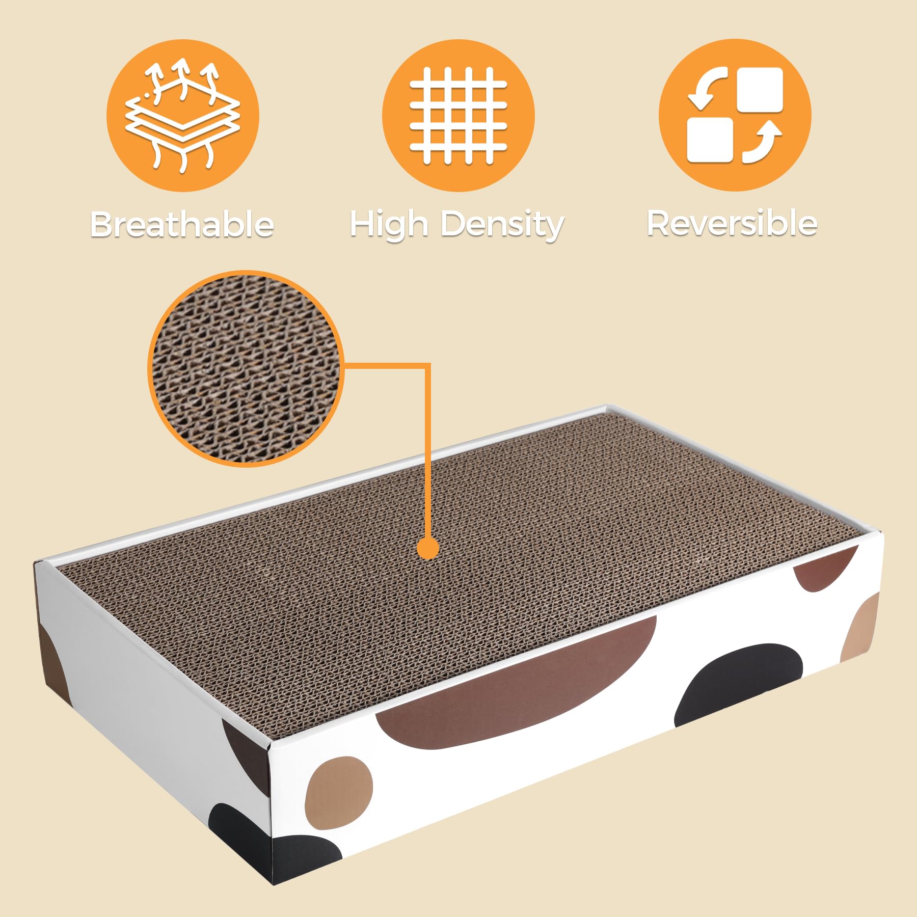 Comsaf Cat Scratcher Carboard Refill Box With 3 Pieces 17'X10' Board, Kitty Cat Scratching Pad Recycle Corrugate Scratcher Cat Scratch Lounge Long Lasting Reversable
