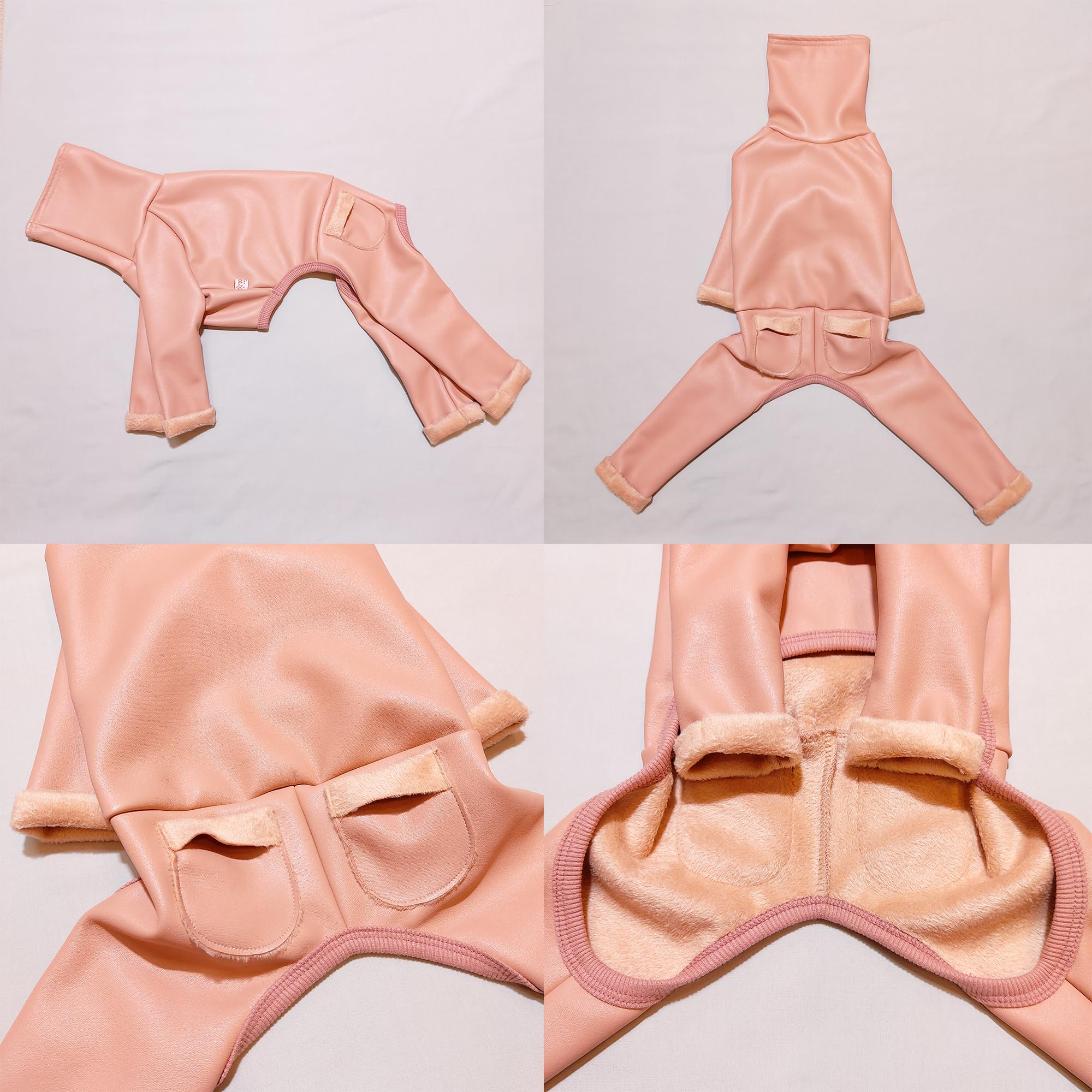 D Doggy Star Italian Greyhound Coat Stretchable Aartificial Leather Fleece Lining Clothes Whippet For Dog (2Xl,Leather Pink)