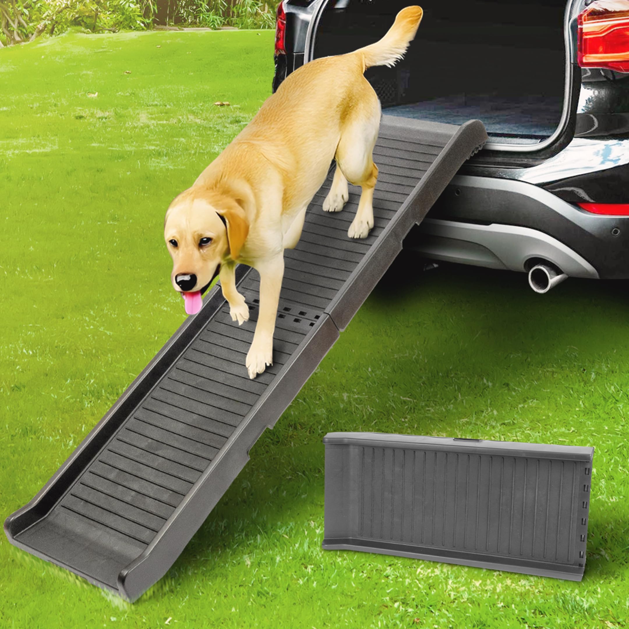 Dog Ramp for Car - 68,5 Long & 15 Wide - Rubber Anti-Slip Dog ramps for Large Dogs - Stable Dog Car Ramp 300 Pounds Capacity - F