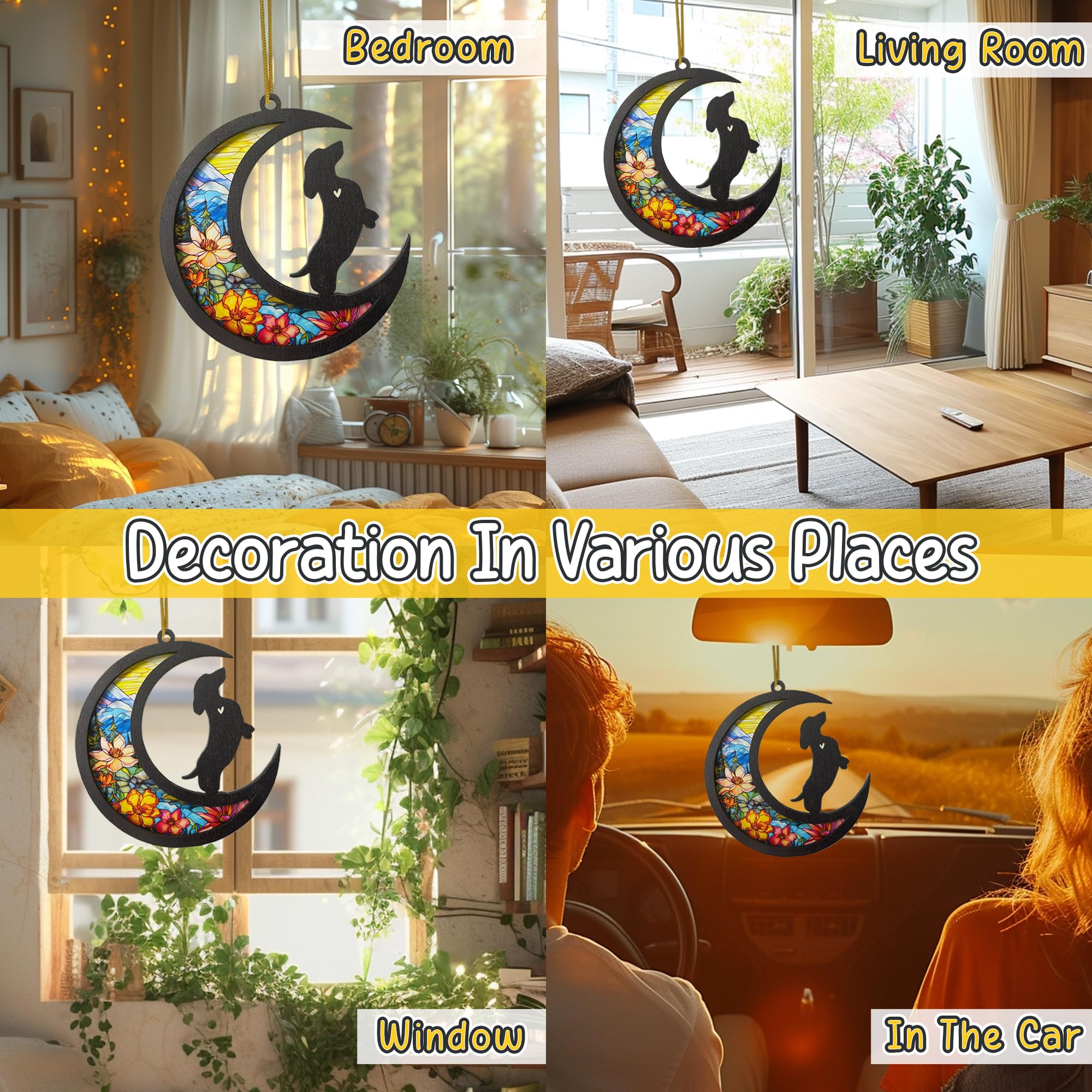 Nethomewoods Dachshund Dog Memorial Suncatcher, Personalized Dachshund Memorial With Name Date, Rainbow Bridge Dog Sympathy Card