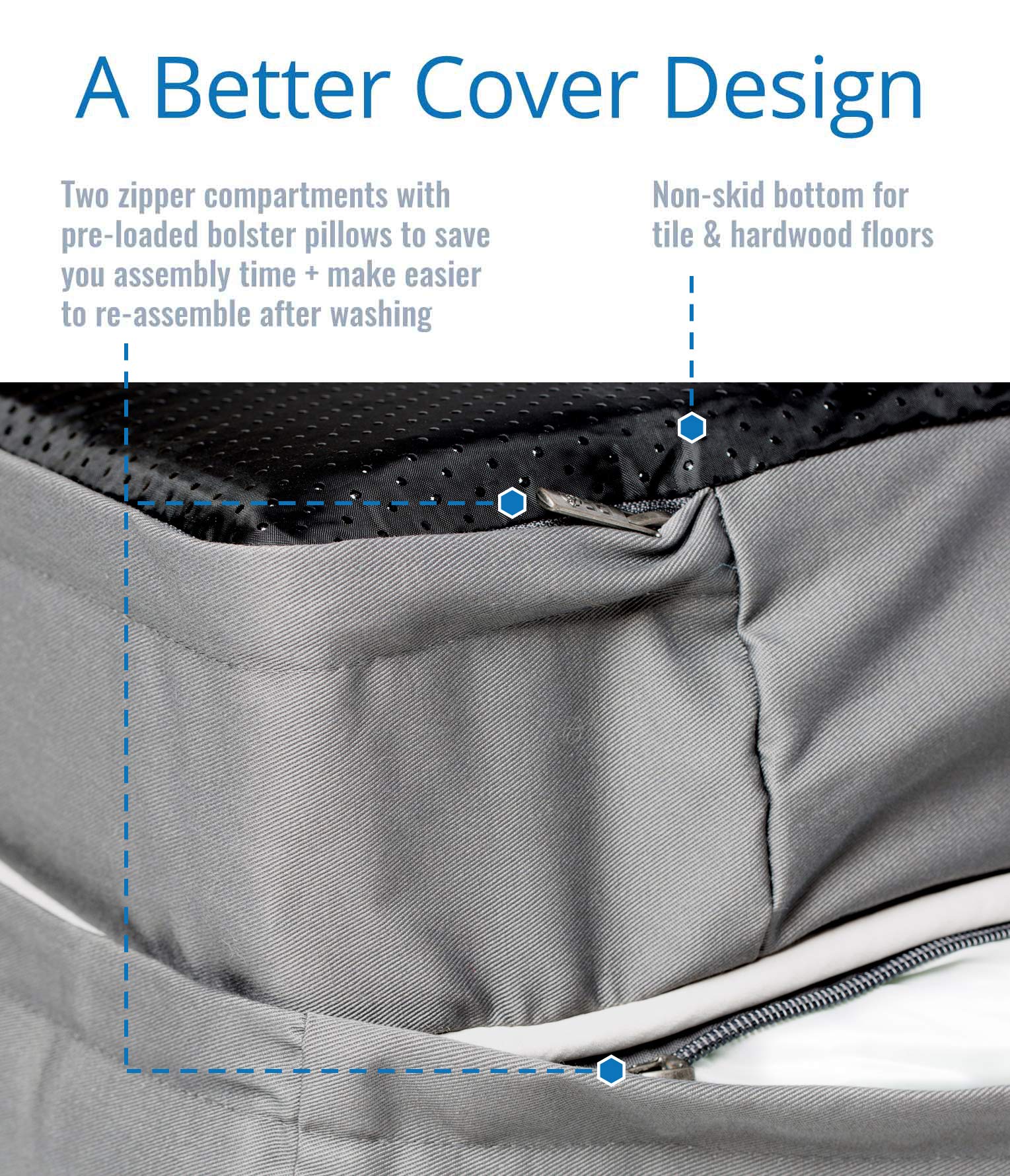 Petfusion Replacement Cover For Ultimate Dog Lounge (Large, Slate Gray)