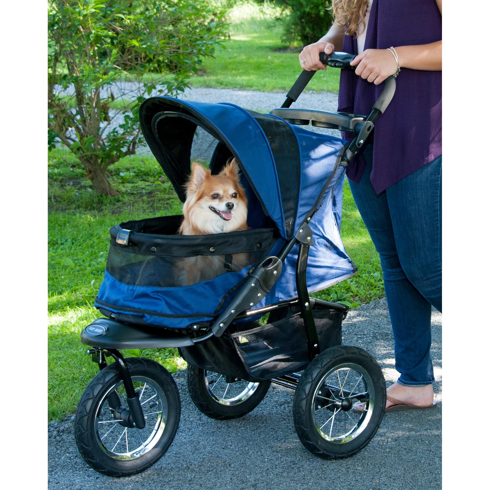 Pet Gear NoZip Jogger Pet Stroller for Cats/Dogs, Zipperless Entry, Airless Tires, Easy OneHand Fold, Cup Holder + Storage Bas