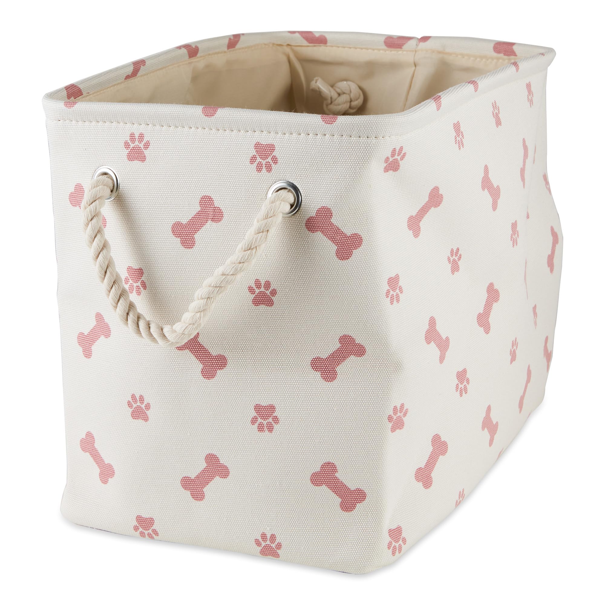 Bone Dry Pet Storage Collection Paw and Bone Print, Medium Rectangle, 16x10x12, Rose