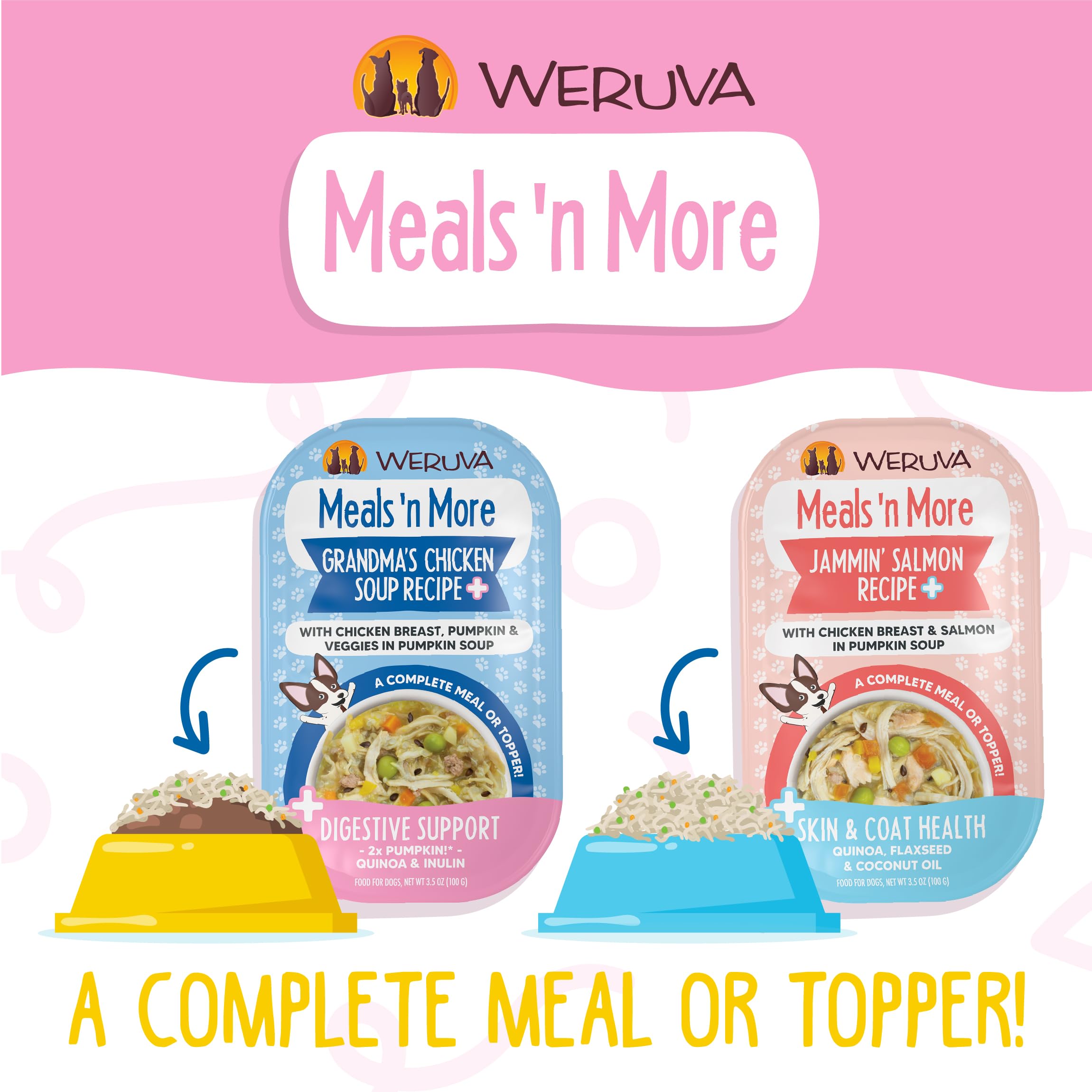 Weruva Meals n More Natural Wet Dog Food, Bed & Breakfast Plus Digestive Support, 3.5oz Cup (Pack of 12)