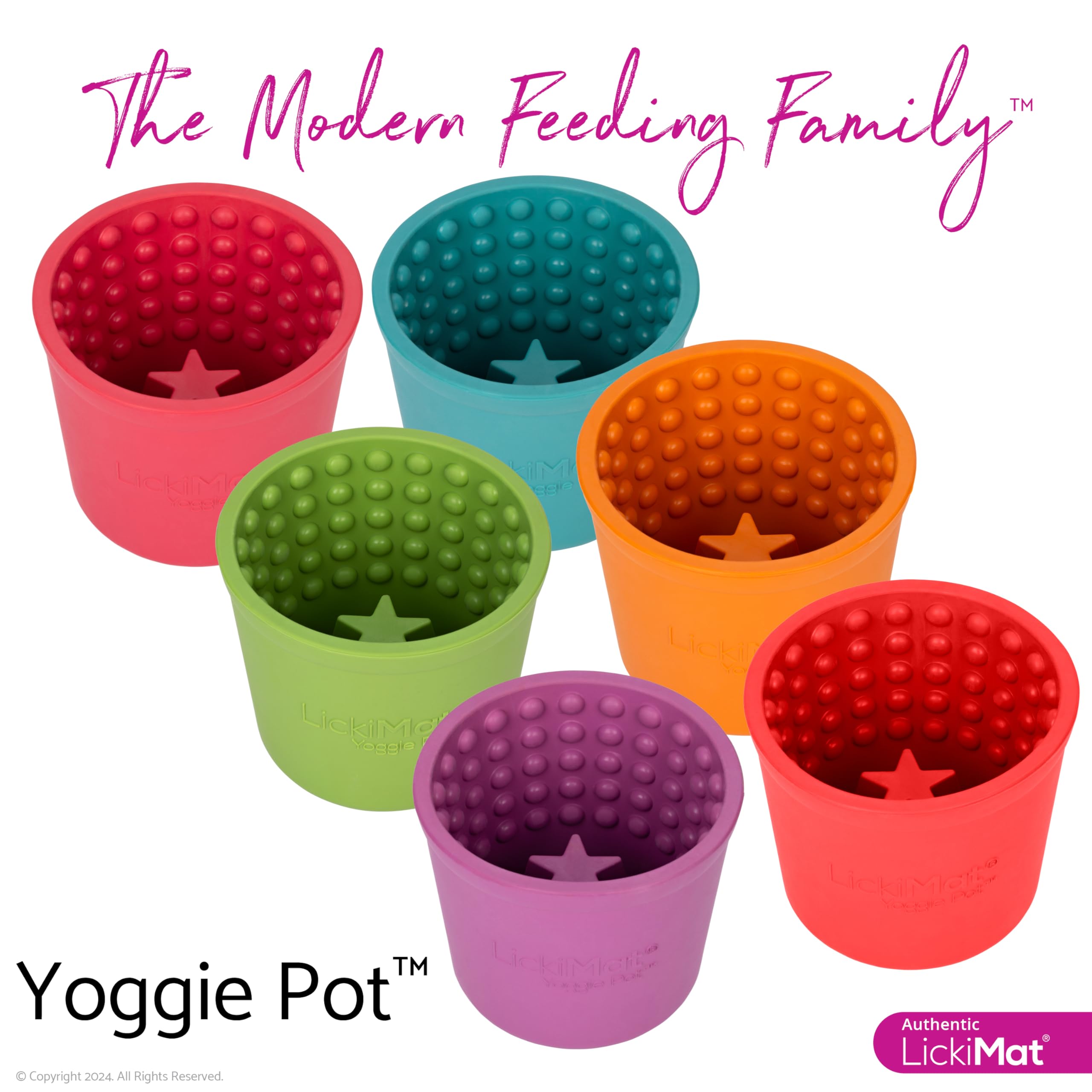 LICKIMAT Yoggie Pot - Distraction, Fun and Enrichment. Long Lasting Rubber Licking Treat Dispenser for All Dog Sizes and Slow Fe