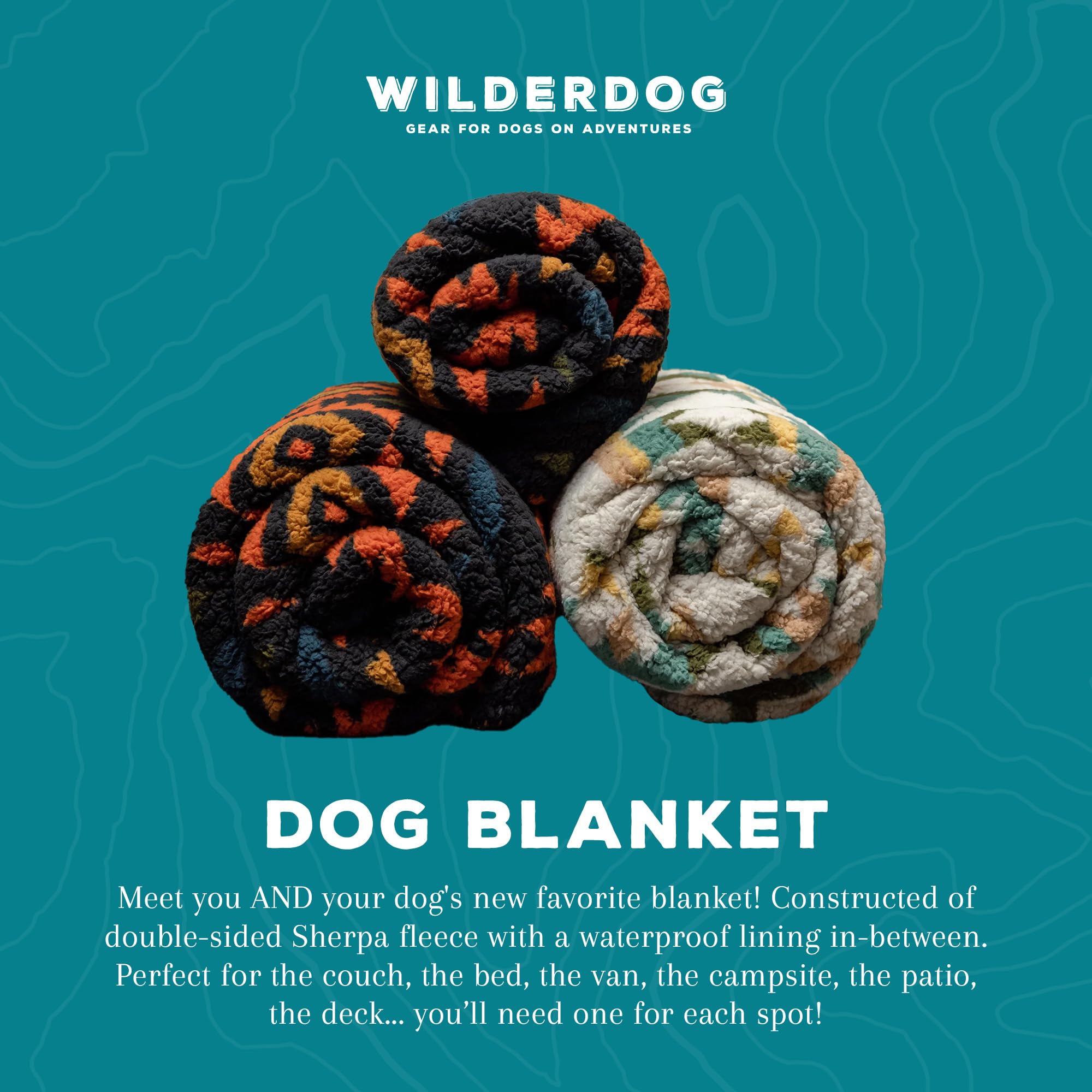 Wilderdog Sherpa Fleece Waterproof Dog Blanket, 60" x 90", Cream, Model BLNK-CREAM-BIG