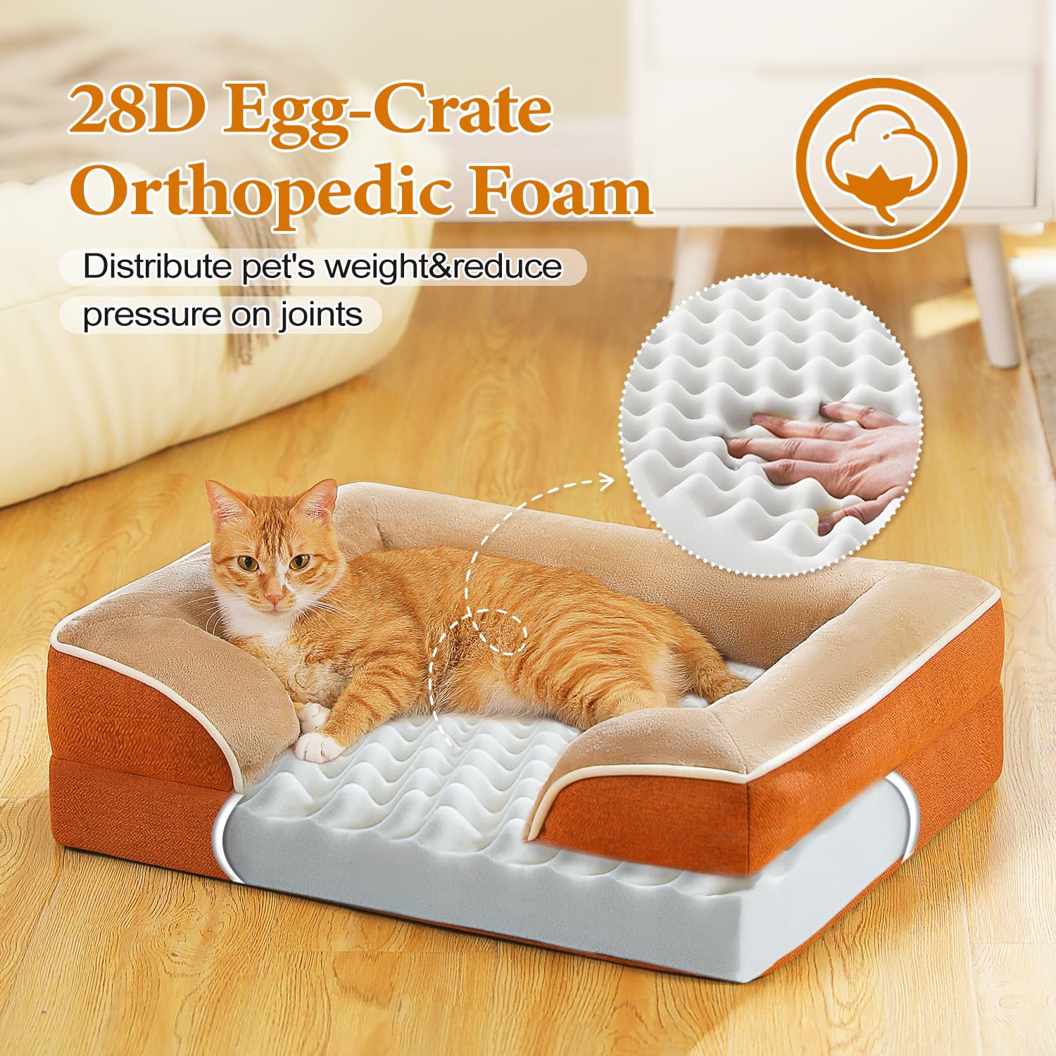 Pawz Road Orthopedic Dog Bed, Washable Small Dog Bed For Small Dogs With Supportive Foam,2-Layer Waterproof Cover And Non-Slip B