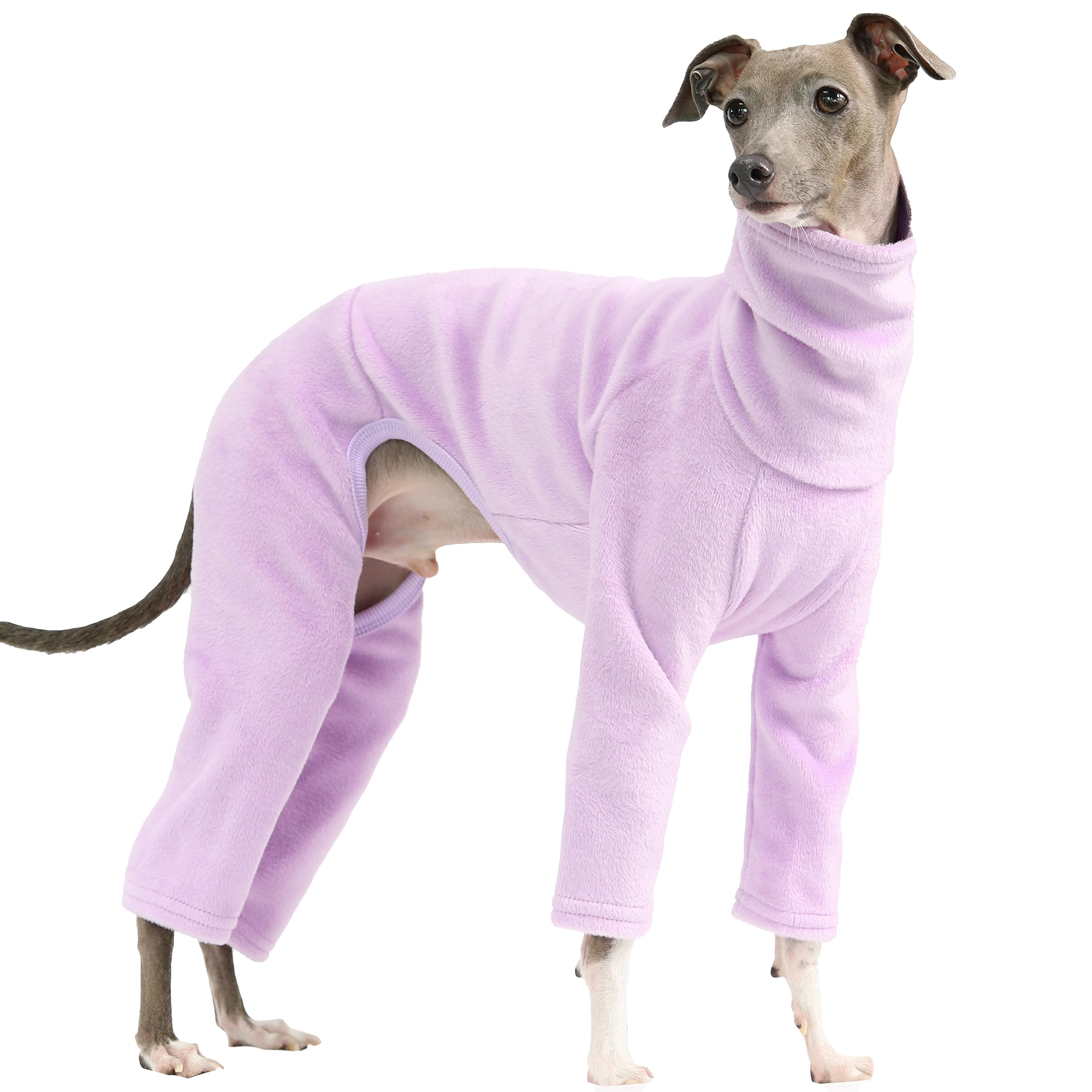 D Doggy Star Italian Greyhound Clothes Sweater Fleece Basic Onesie Whippet For Dog Turtleneck Outfits Coat (2Xl,Flce Purple)