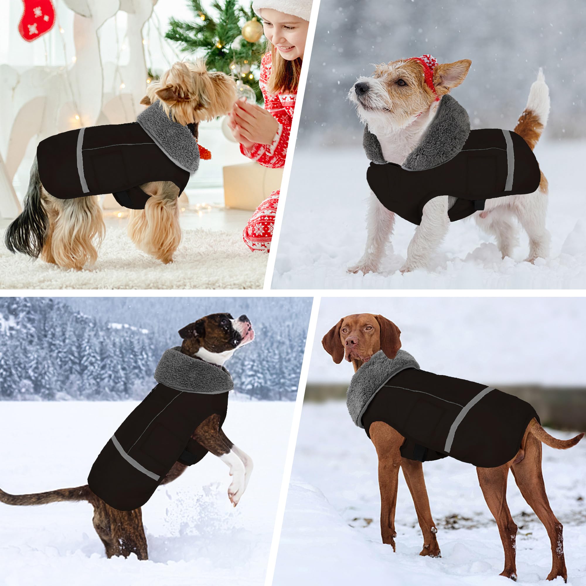 Dogcheer Warm Dog Coat, Waterproof Dog Jacket Winter Coat Turtleneck Windproof Pet Cold Weather Coats, Reflective Adjustable Dog Snow Jacket Fleece Sweater For Small Medium Large Dogs -Red M