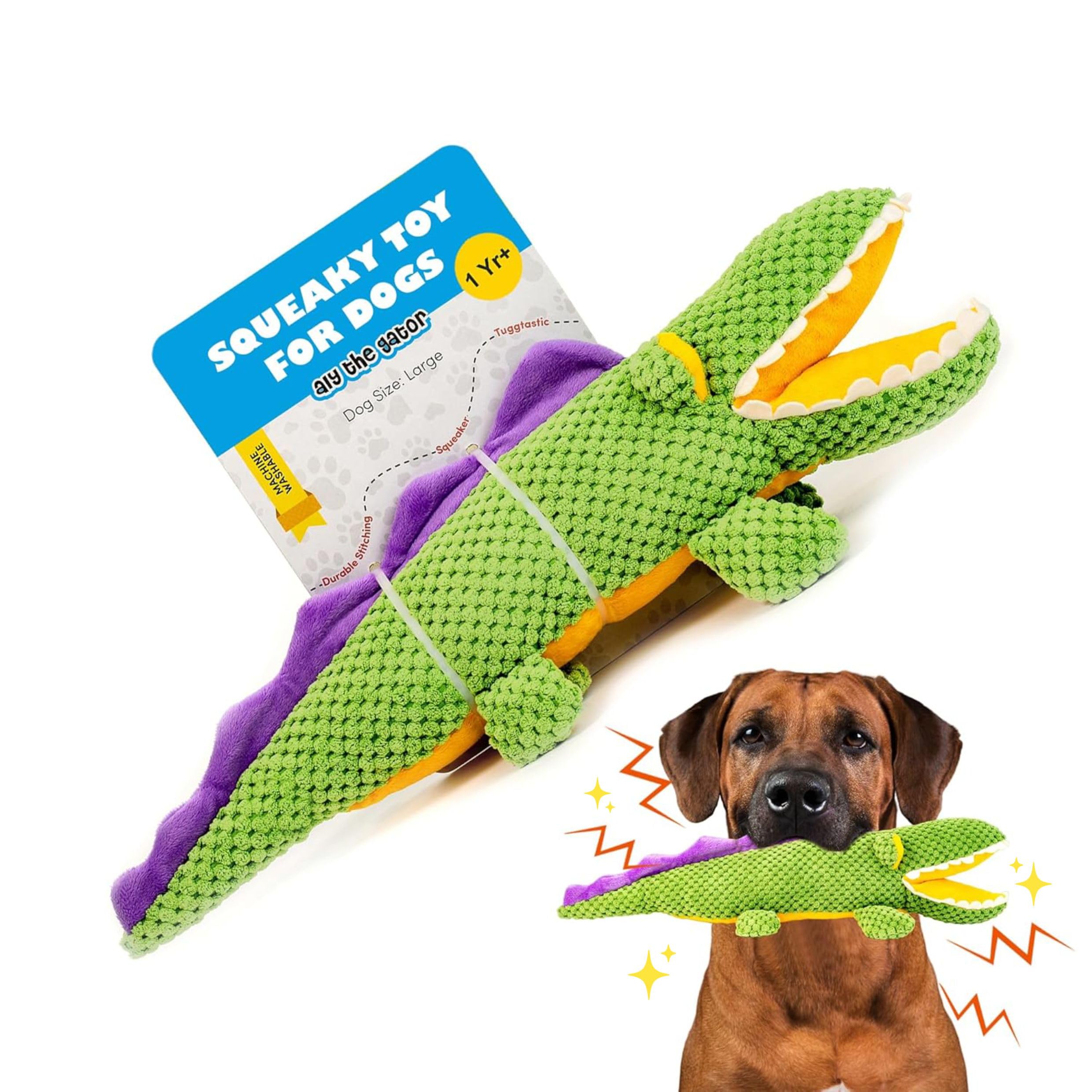Barkbutler Aly The Gator Plush Dog Toy  Soft & Squeaky Toys For Dogs, Dog Toys For Large Dogs (530Kgs)  Green