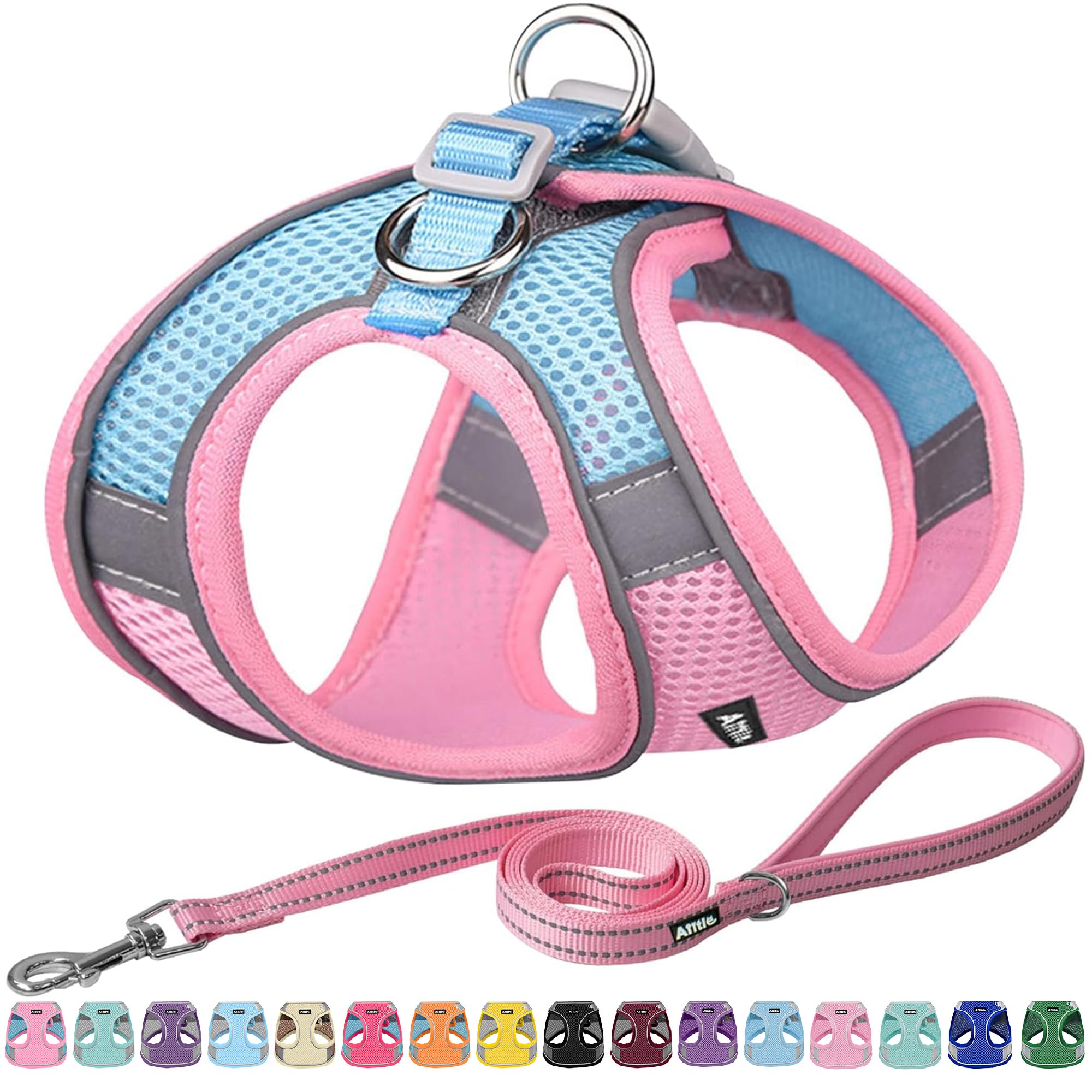 AIITLE Dog Harness, Spring No-Pull Cat Harness with a Leash, Adjustable Reflective Dog Vest, Cat Harness Escape Proof, Outdoor W