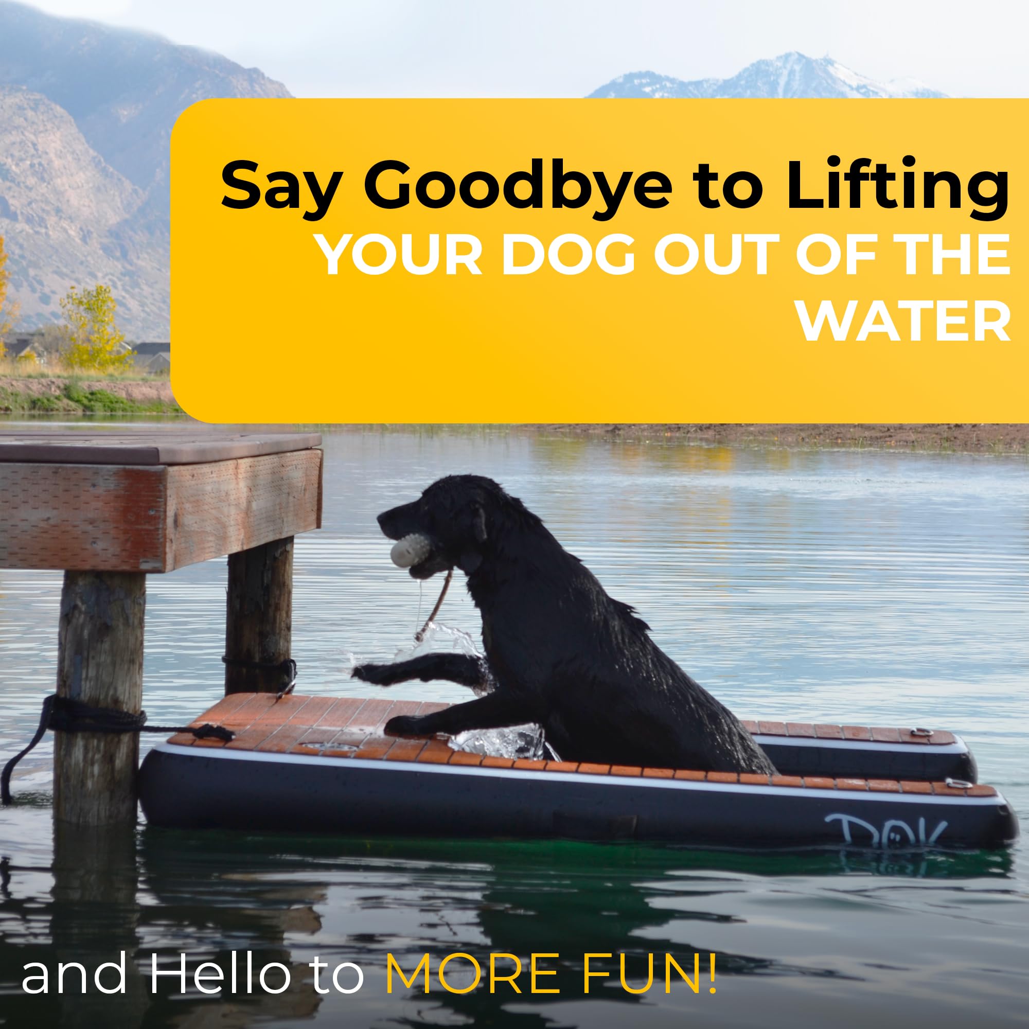 Dok Dog-Dok Mini Inflatable Dock Platform: Safe & Easy Water Access For Dogs Up To 30 Lbs; Floating Non-Slip Eva Foam With Dog B